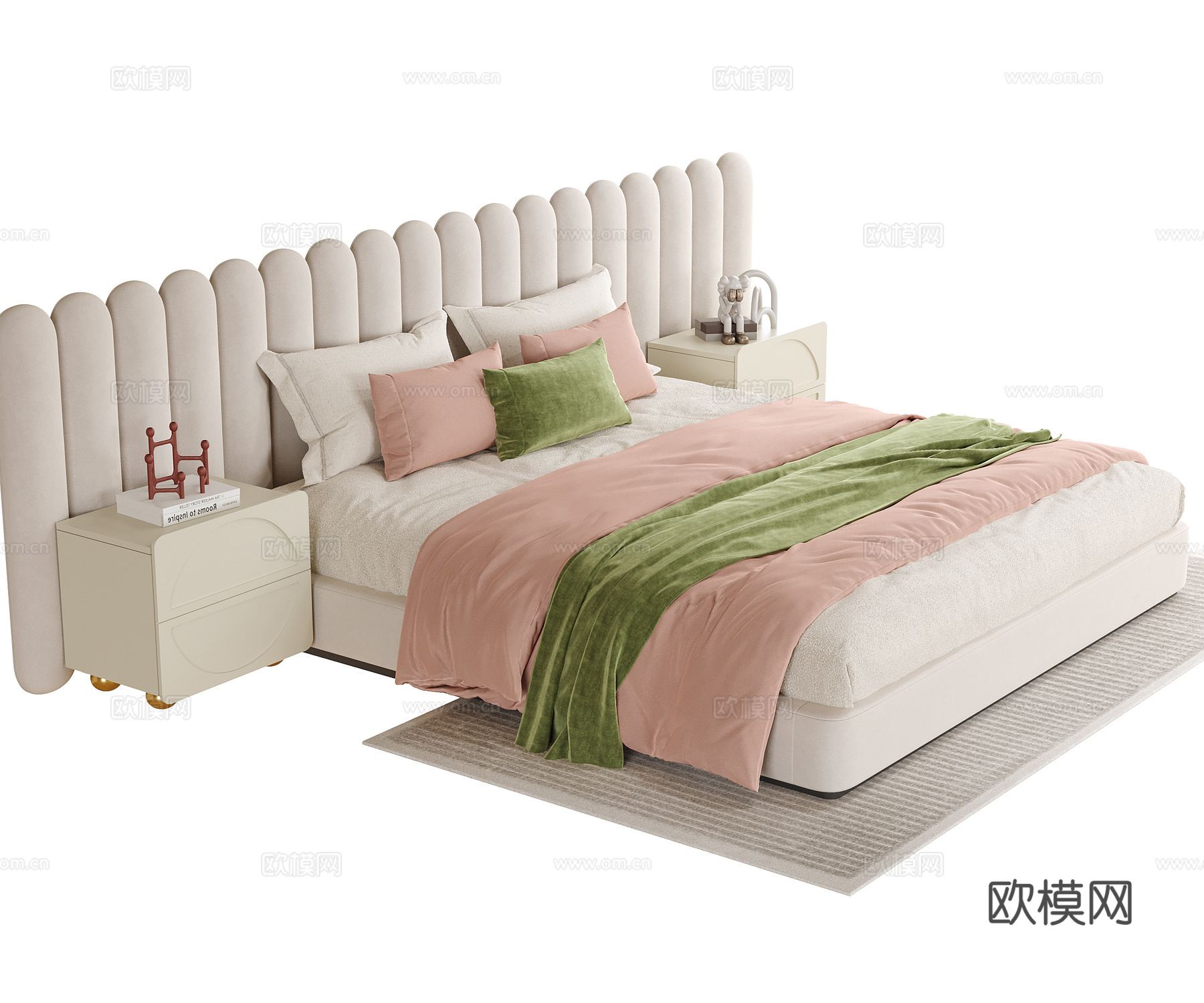 现代双人床 单人床 儿童床su模型