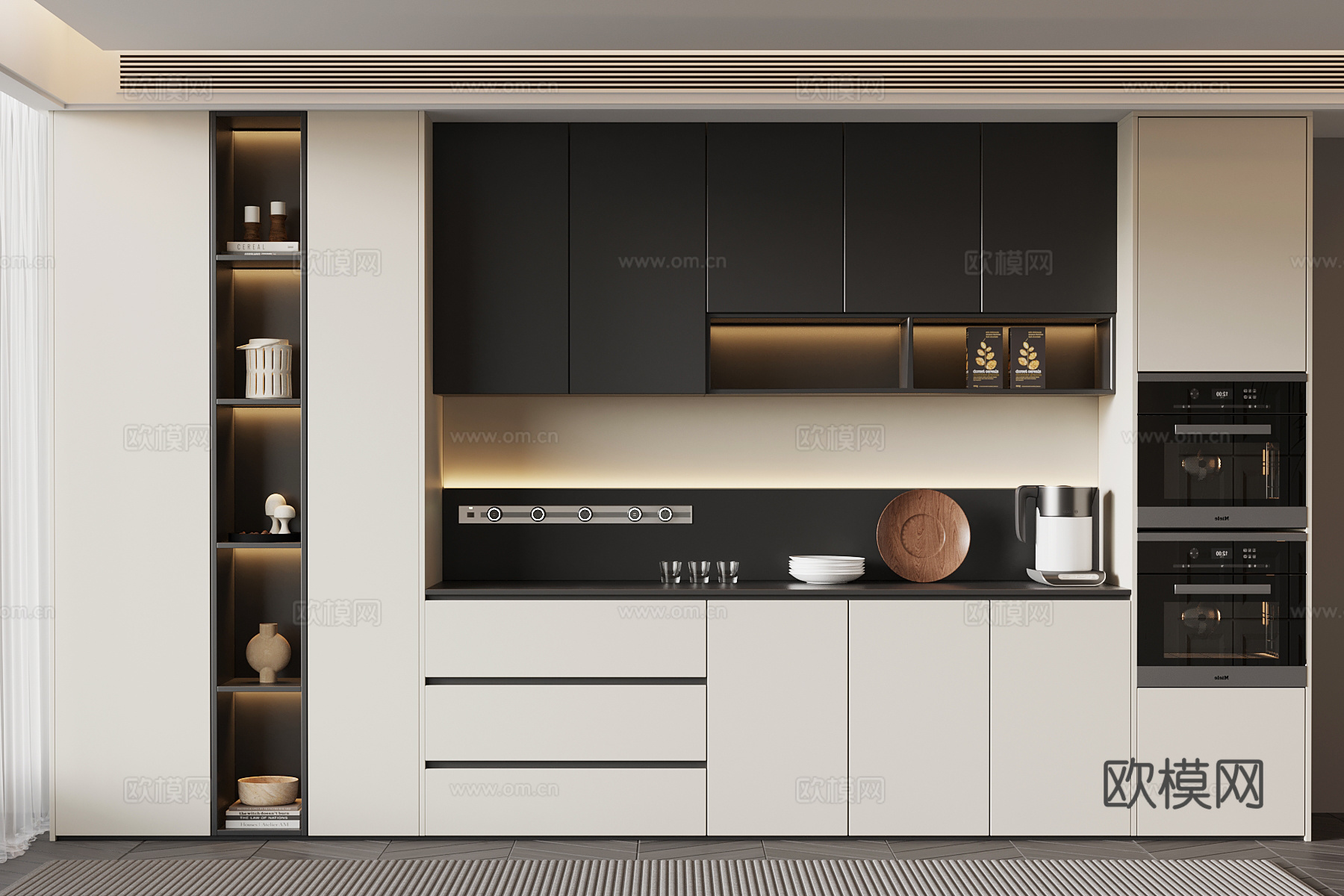 现代餐边柜 酒柜su模型