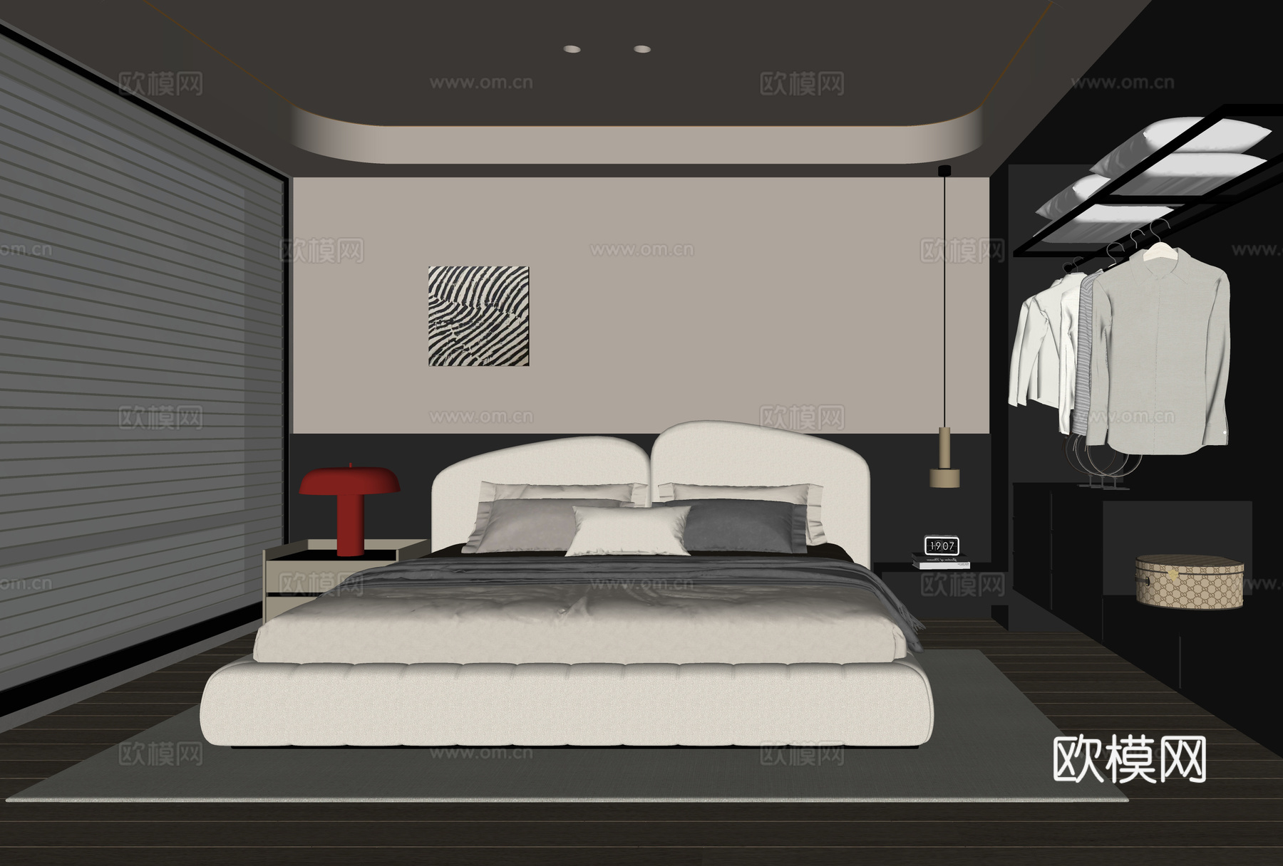 现代儿童房 卧室 儿童床su模型