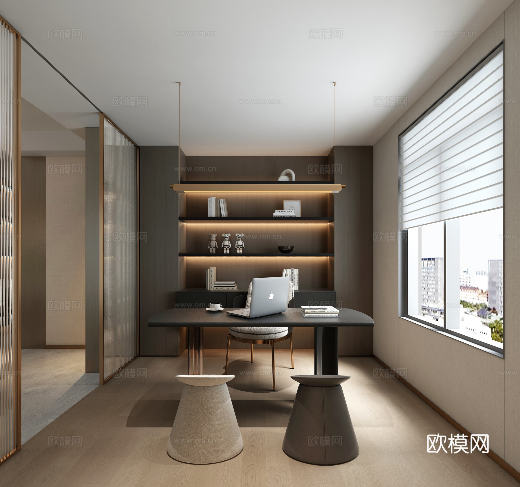 轻奢书房3d模型下载