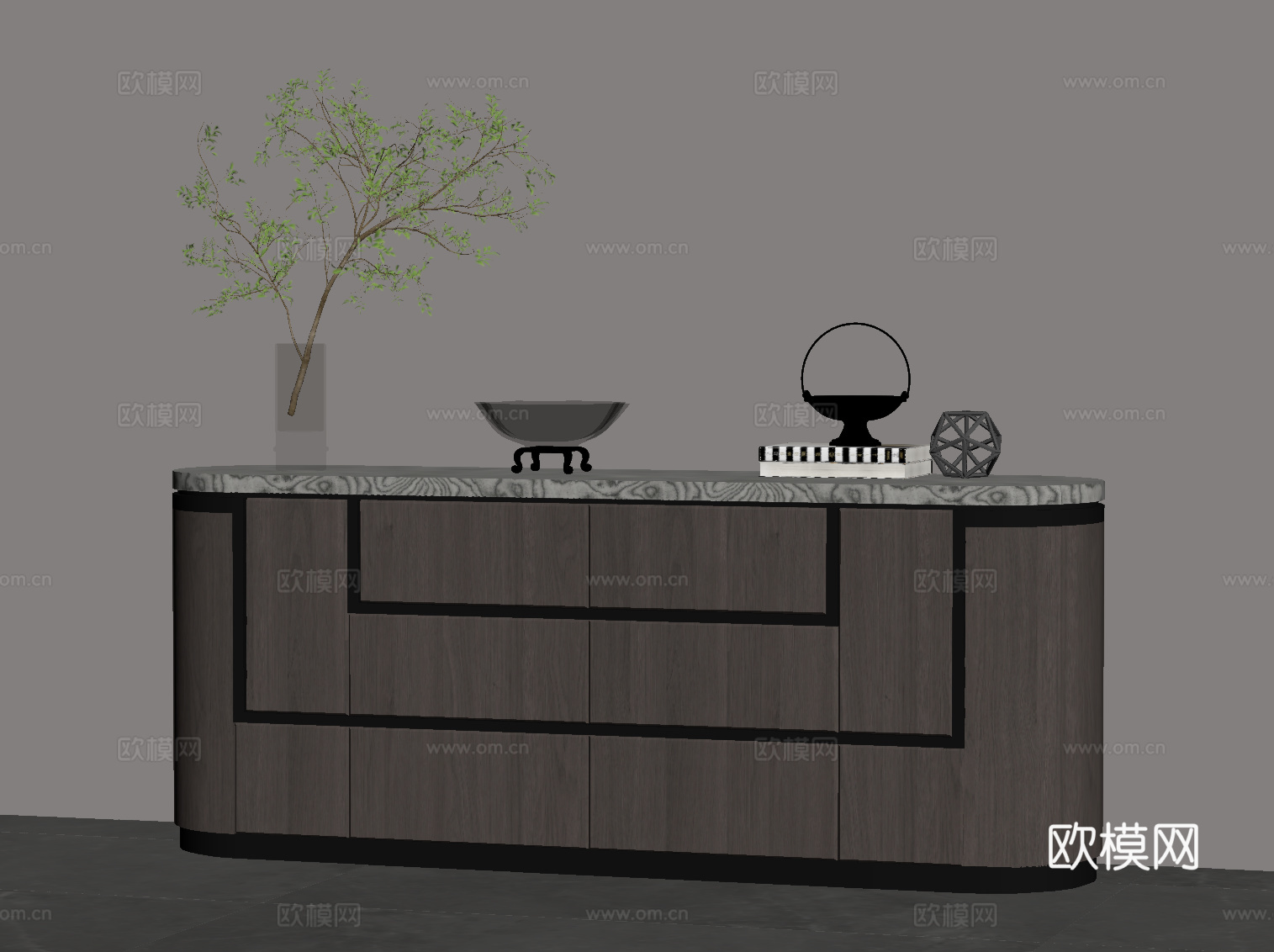 现代意式玄关柜 边柜 装饰柜su模型