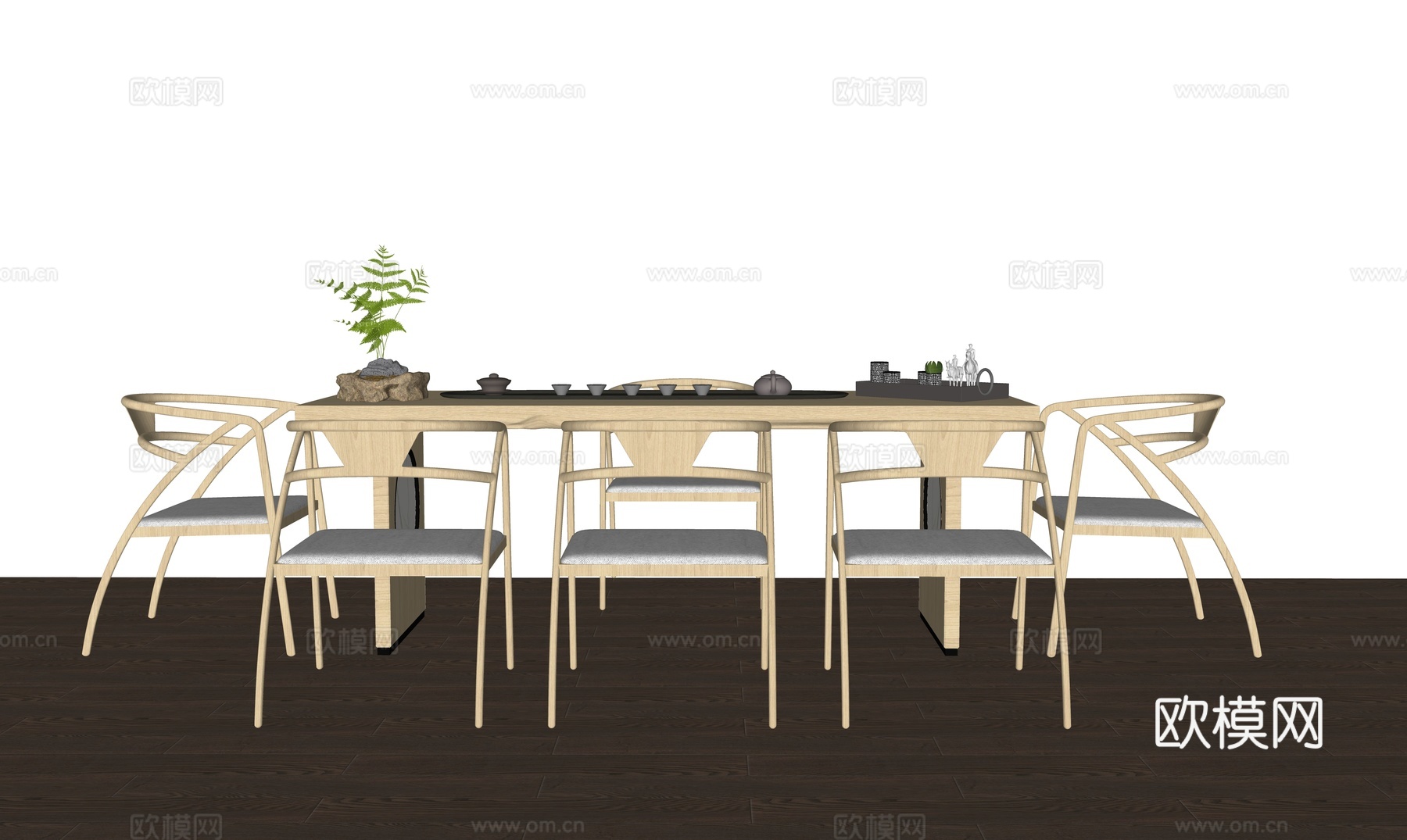 新中式 摆件   茶桌椅su模型