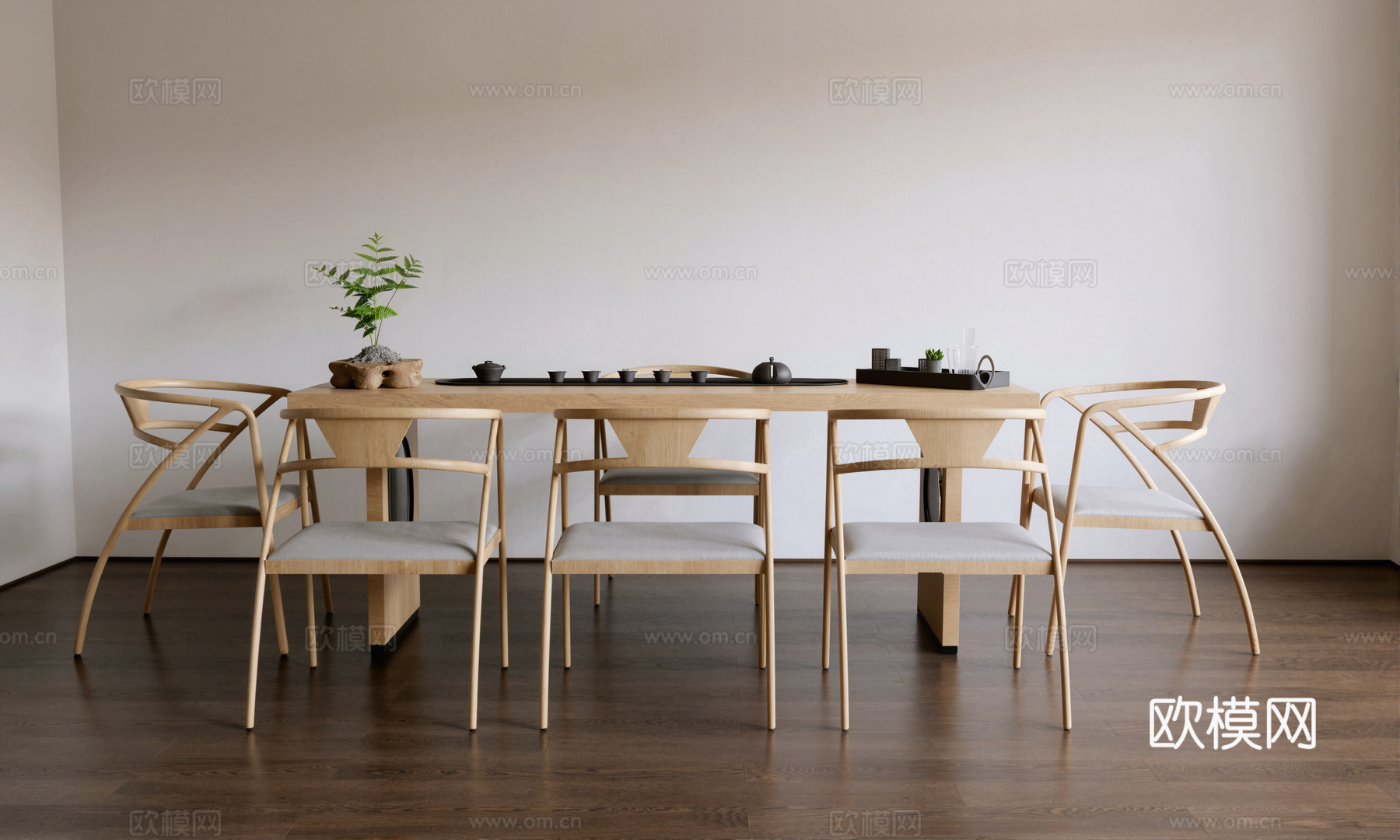 新中式 摆件   茶桌椅su模型