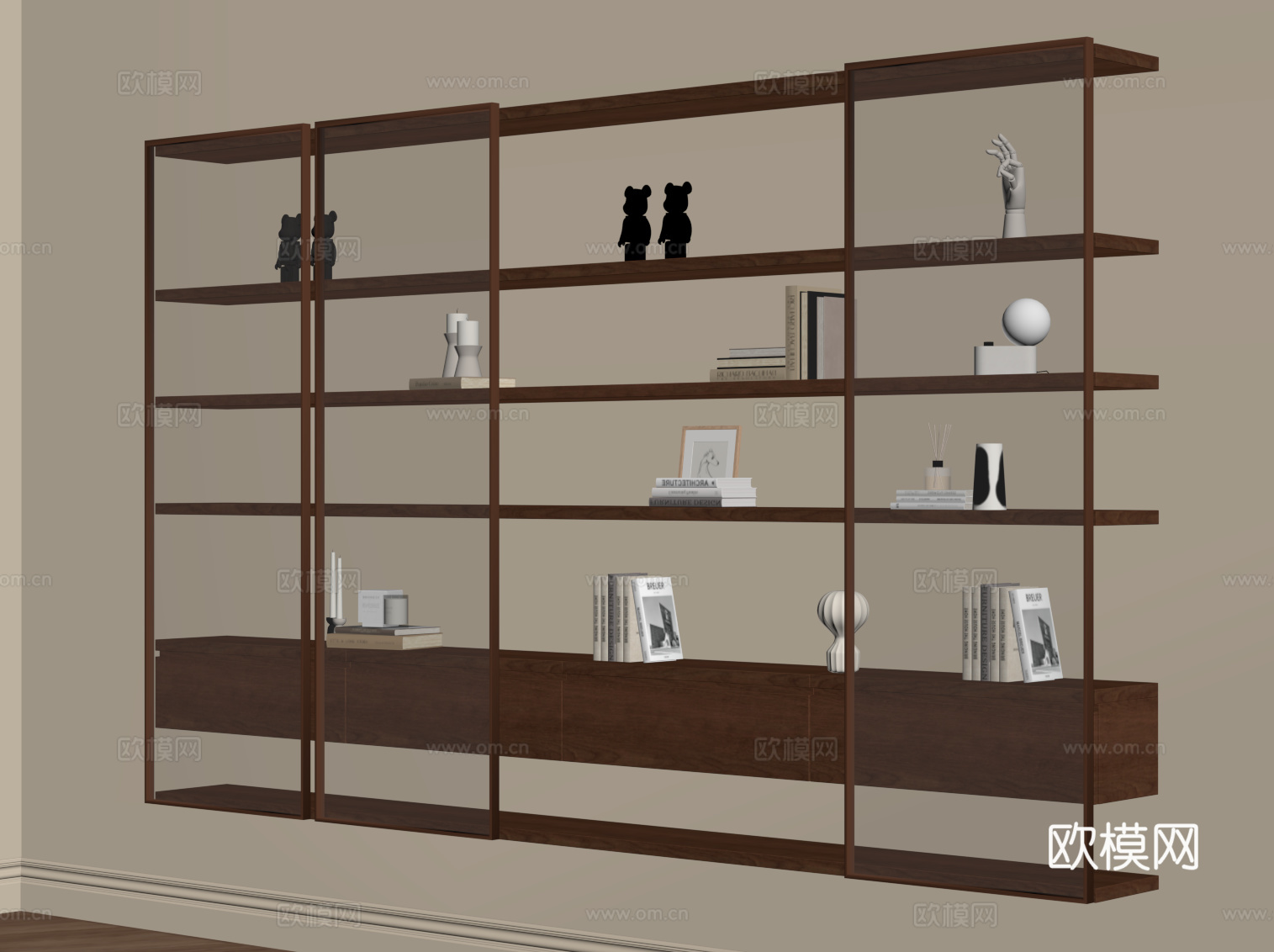 中古风书架su模型