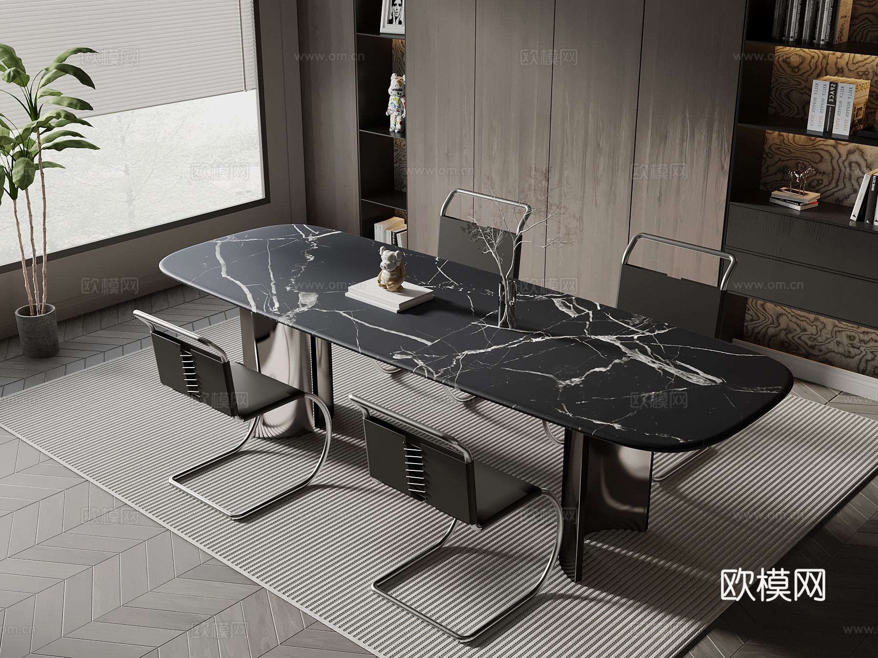 意式书房su模型