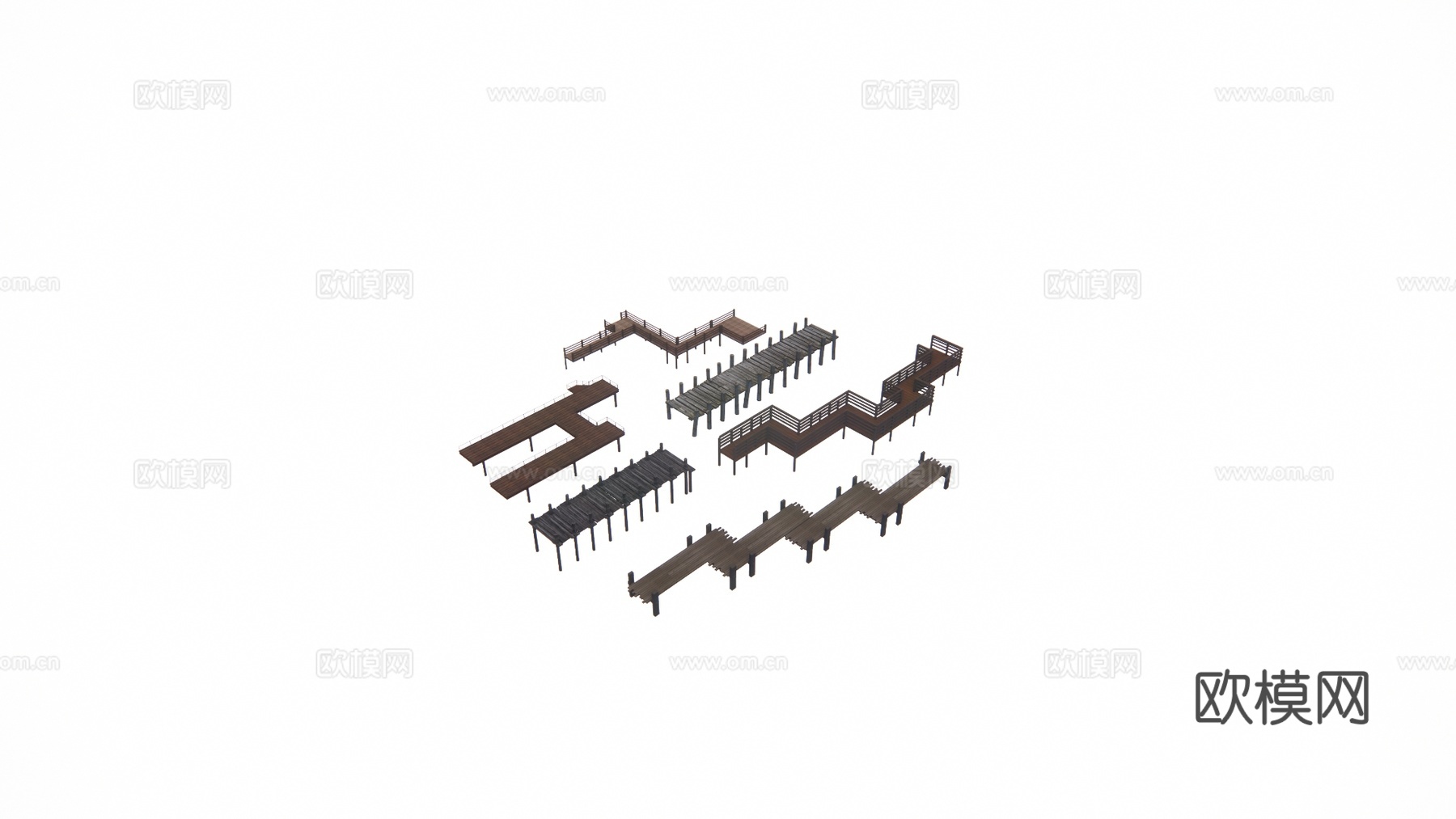 栈道 景观 滨水景观 桥 景观桥 高架桥 桥梁 木栈道 结构su模型下载（渲染图1）