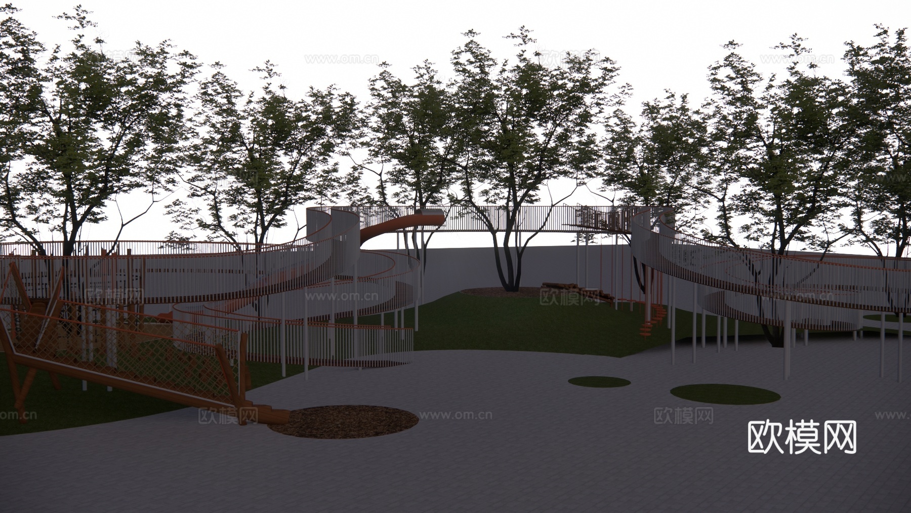 栈道 景观 滨水景观 桥 景观桥 高架桥 桥梁 木栈道 结构su模型
