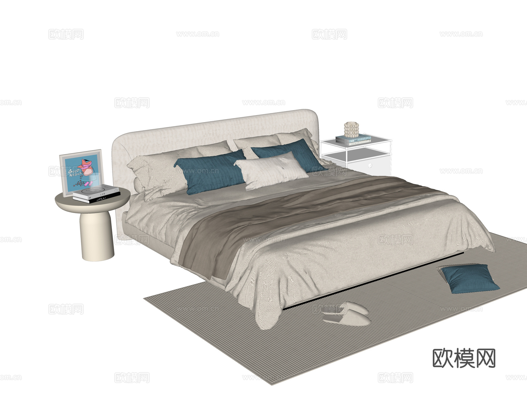 现代儿童床 单人床su模型