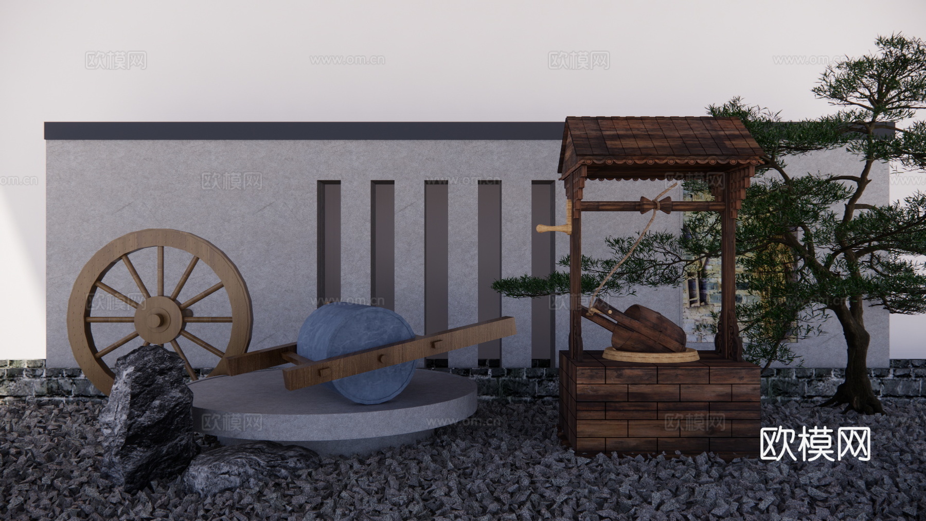 微景观 阳光房 庭院灯 草坪灯 门 室内景观 水池 造景 屋su模型