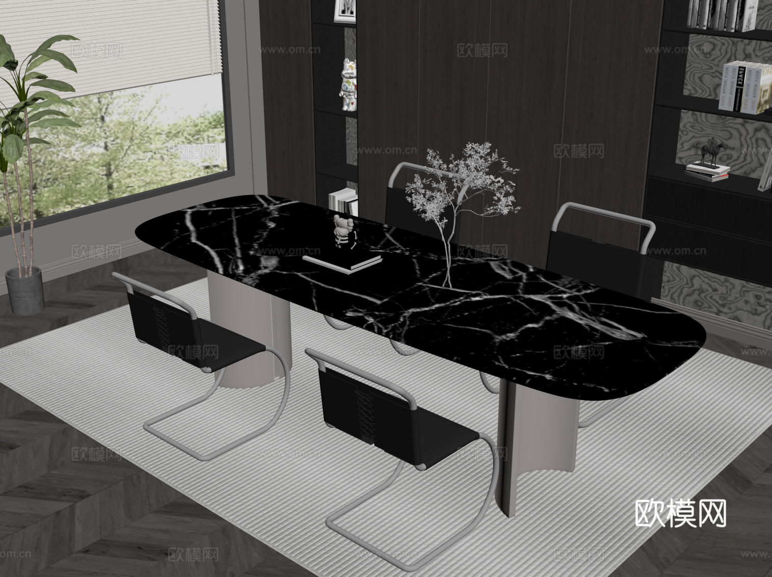 意式书房su模型