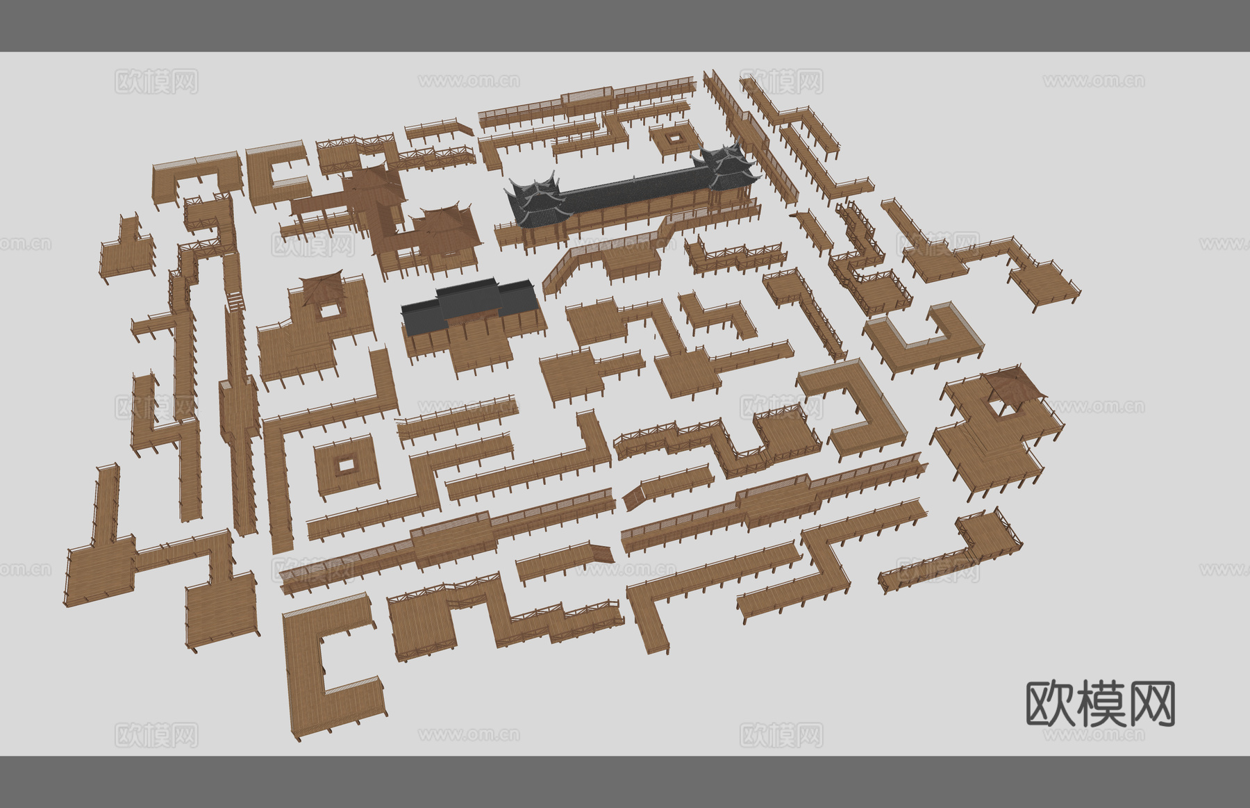 高架桥 滨水景观 景观桥 桥梁 结构桥 桥 木栈道su模型