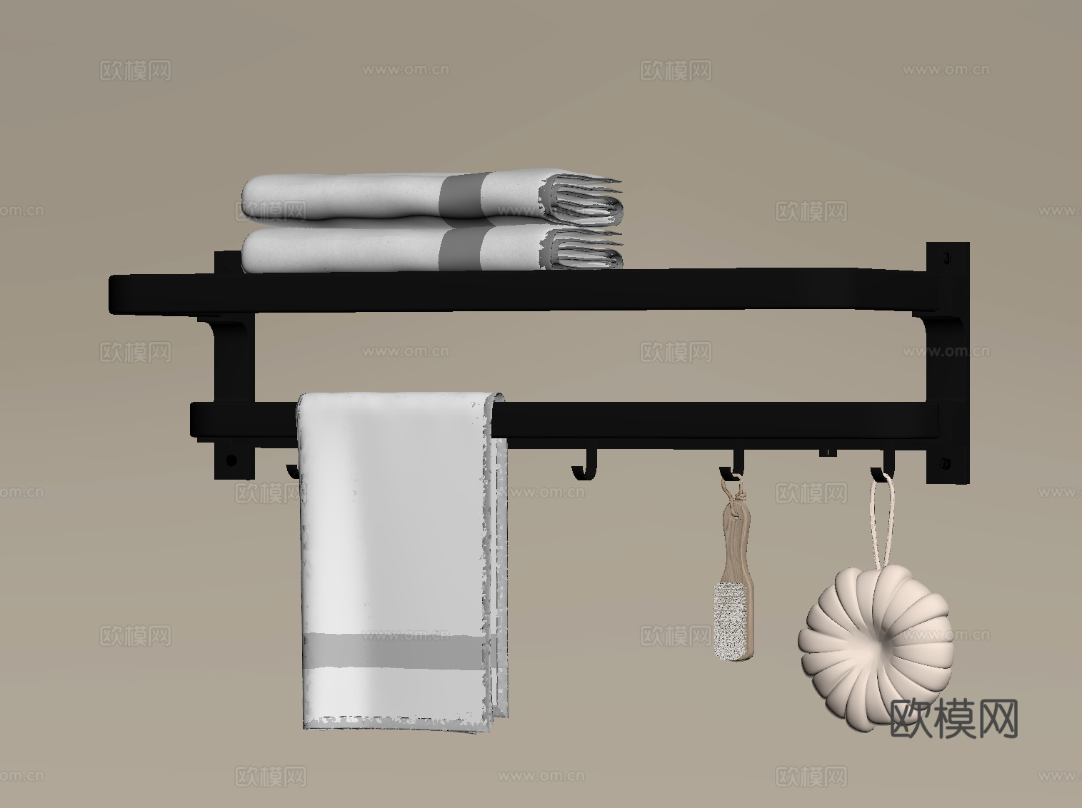现代毛巾架 置物架su模型