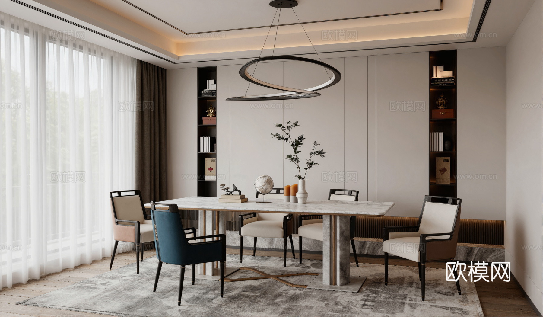 现代新中式餐厅su模型