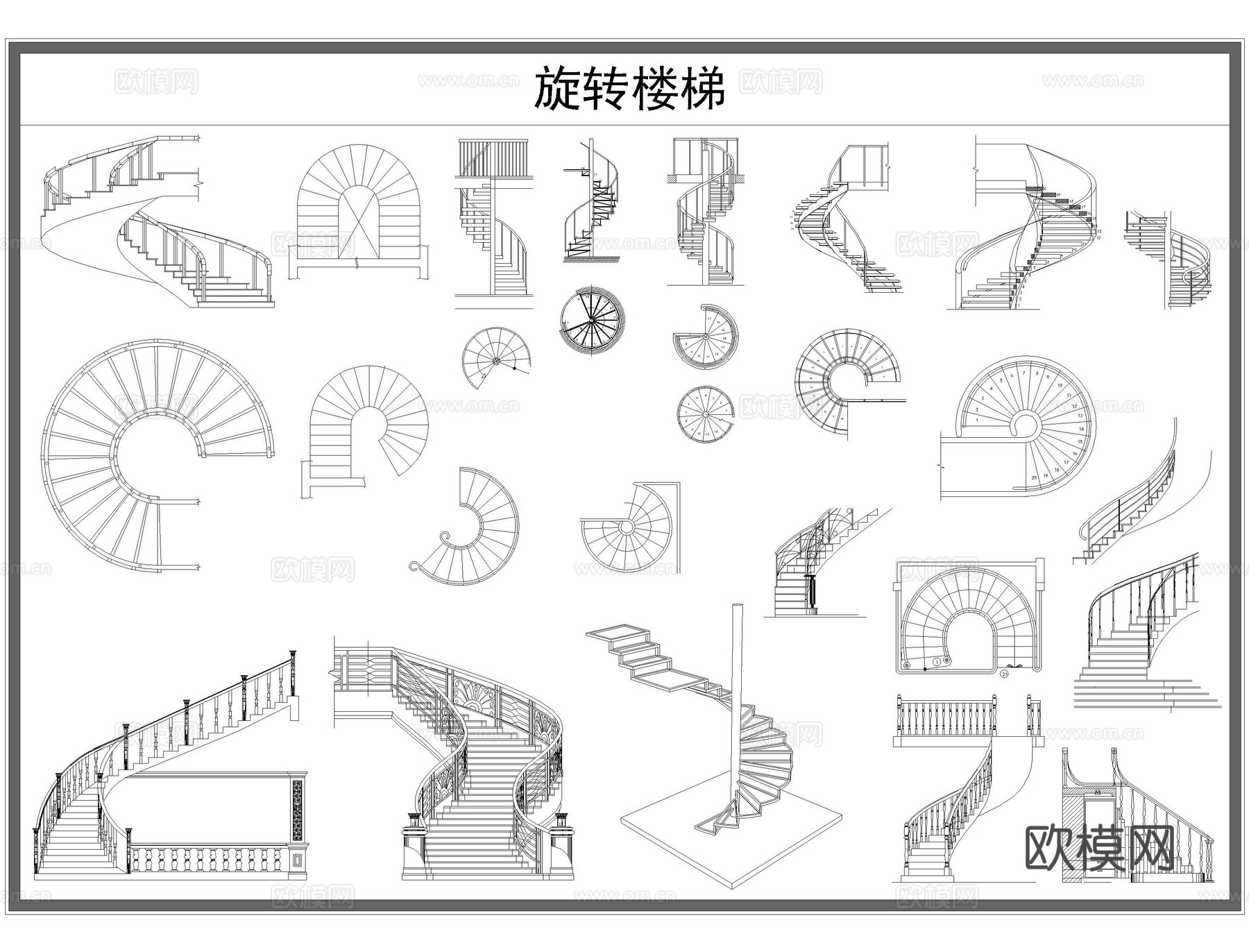 CAD各类楼梯图库cad施工图