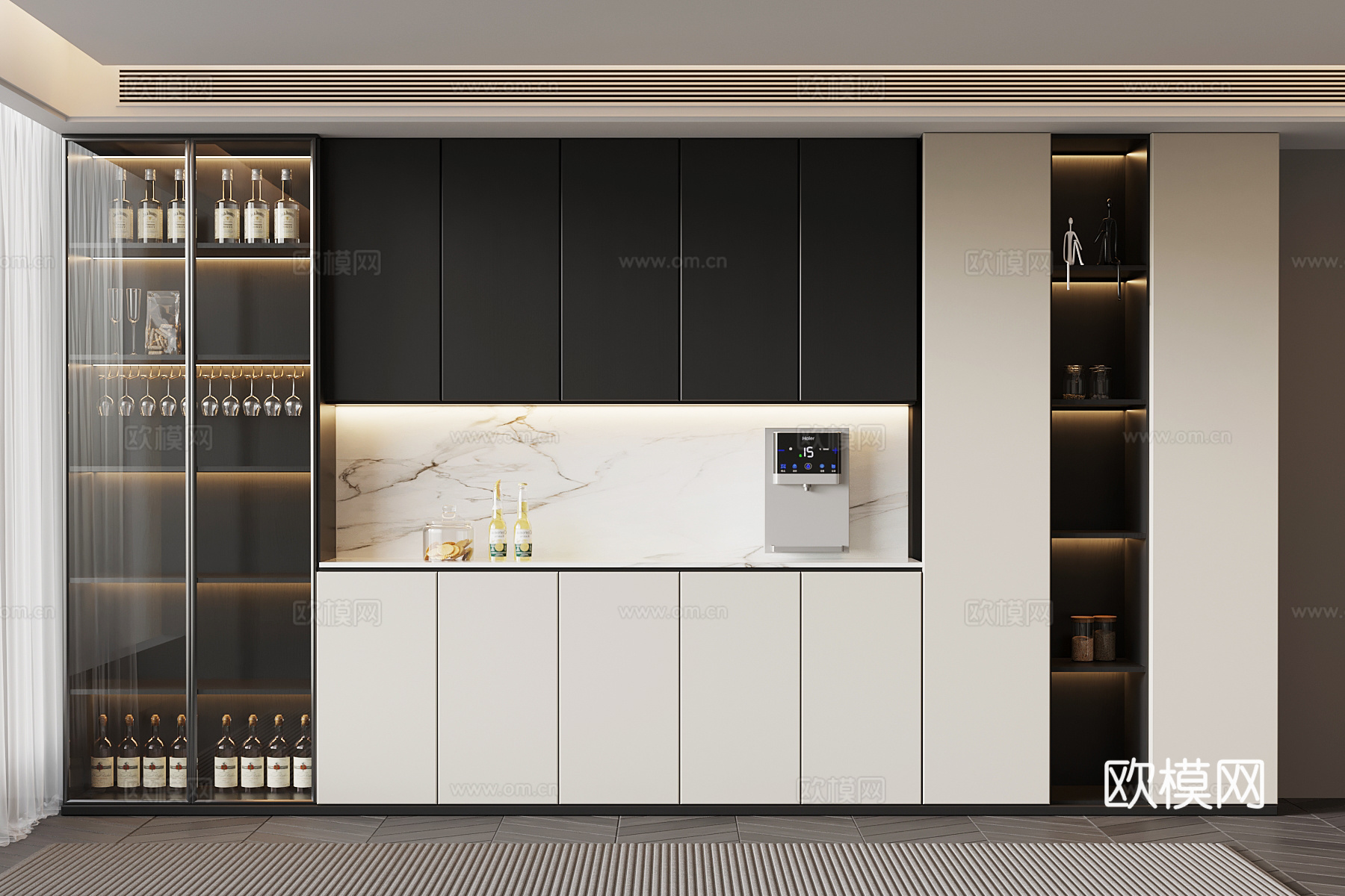现代酒柜 餐边柜su模型