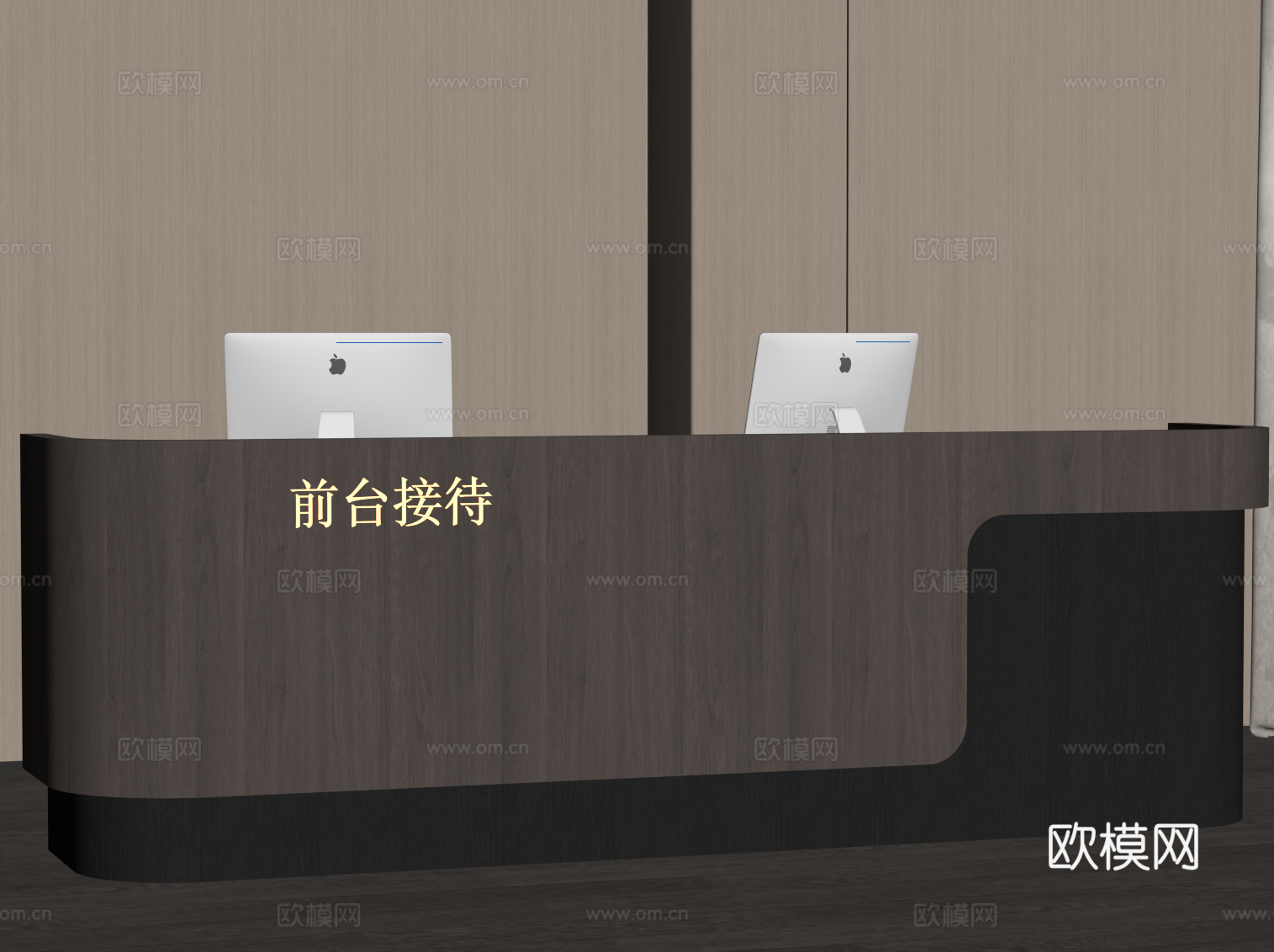 现代意式前台 接待台su模型