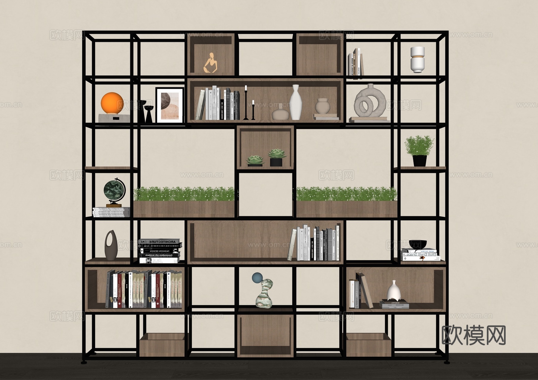 铁艺置物架 金属置物架 置物架隔断 隔断置物架 不锈钢书架su模型