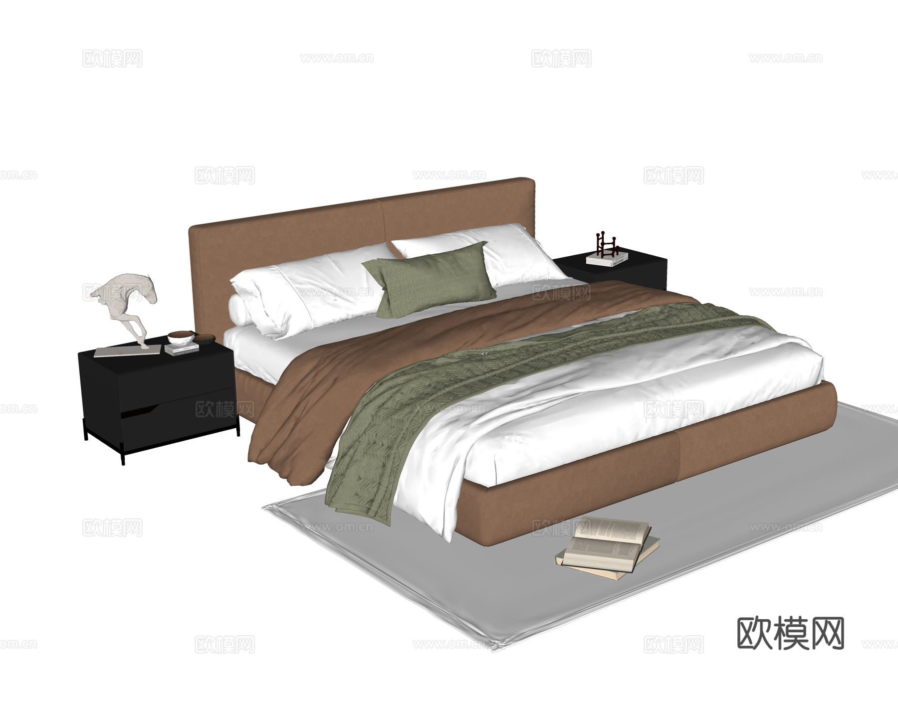 现代儿童床 单人床su模型