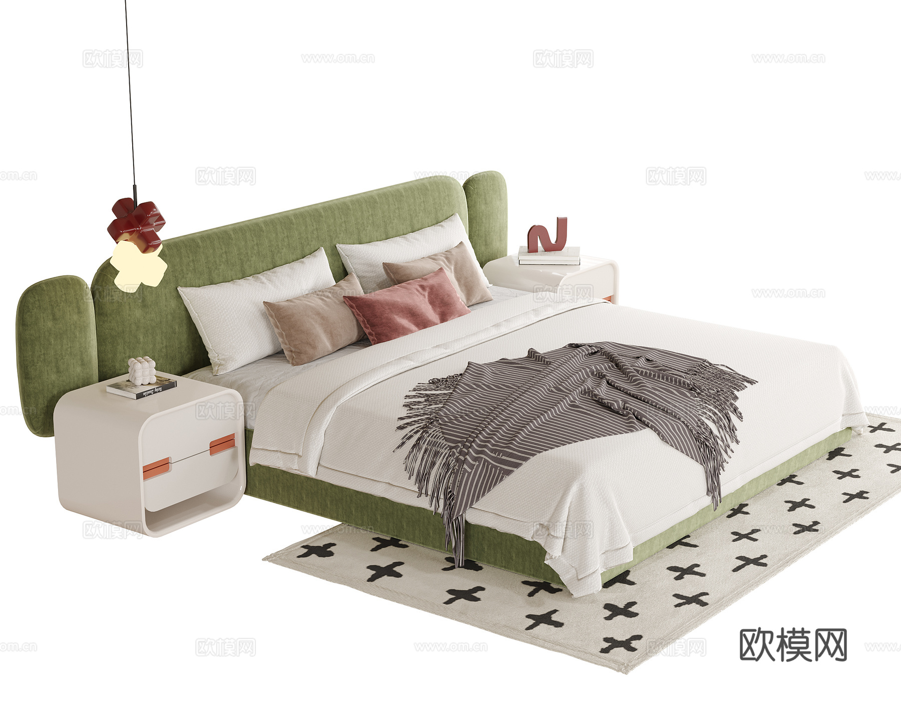 现代儿童床 单人床su模型