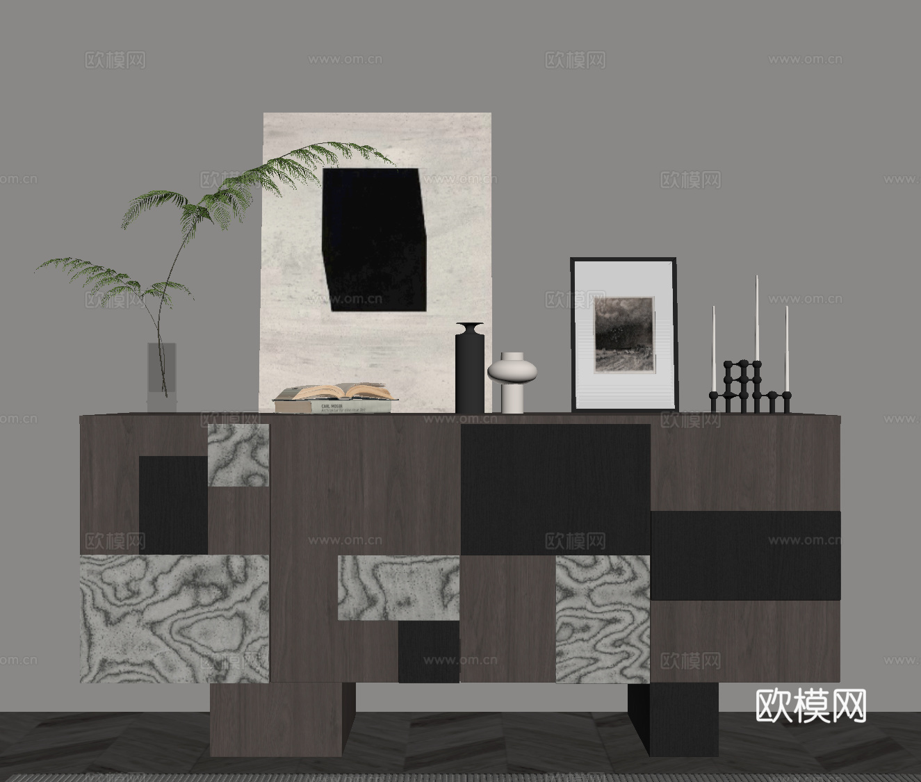 现代意式斗柜 玄关柜 边柜su模型