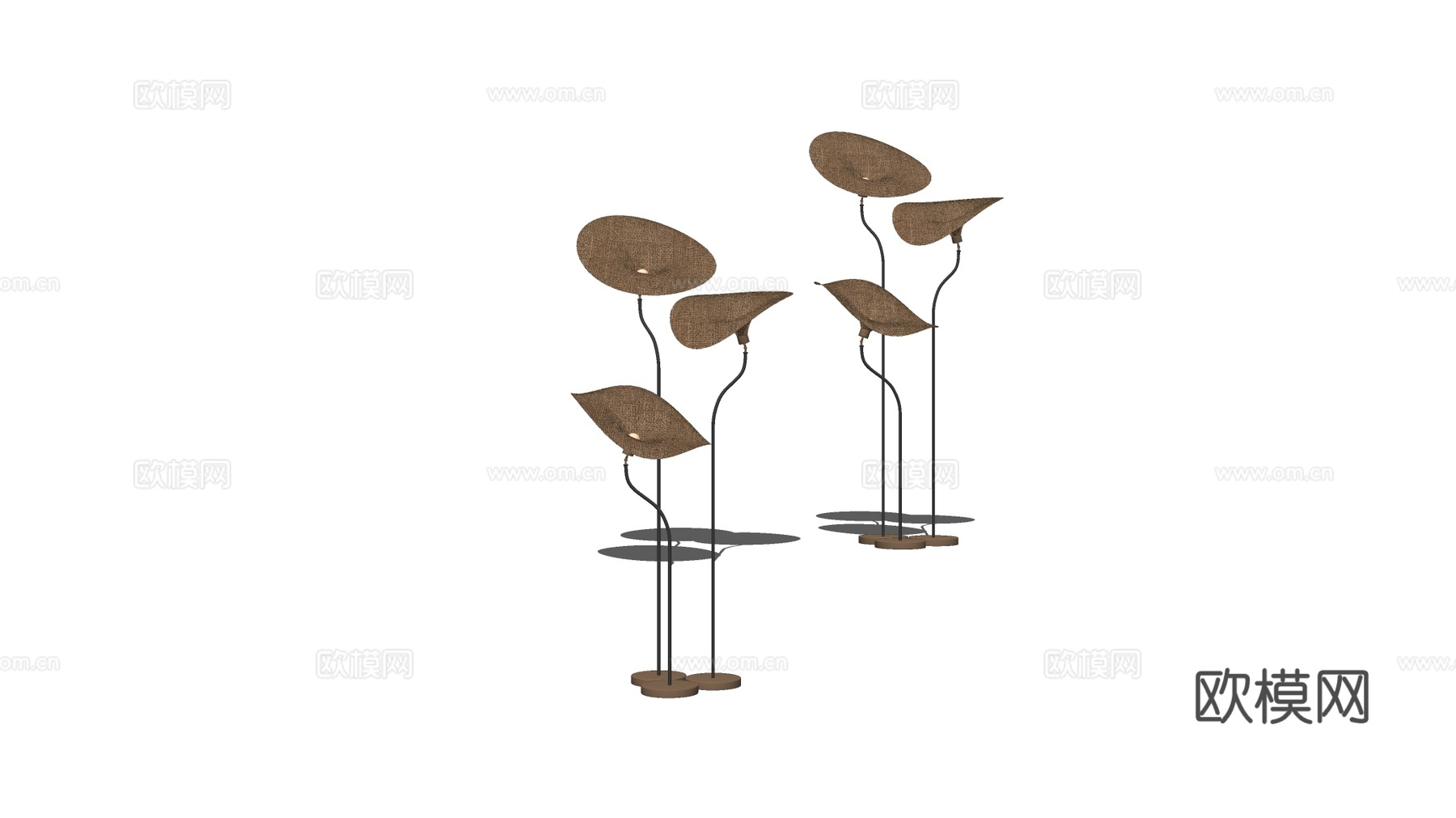 现代侘寂艺术风灯具  编织伞形灯 落地灯su模型