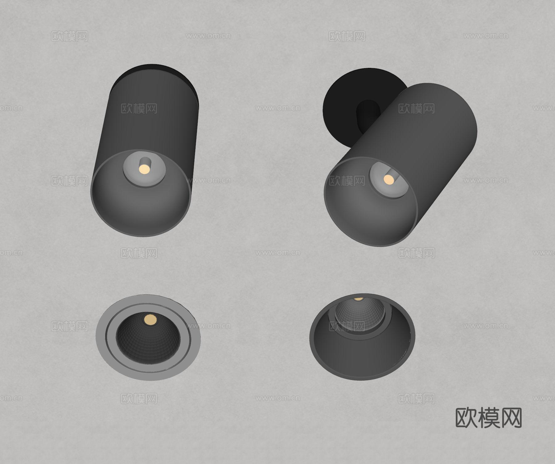 现代筒灯射灯 明装射灯 嵌入式筒灯su模型