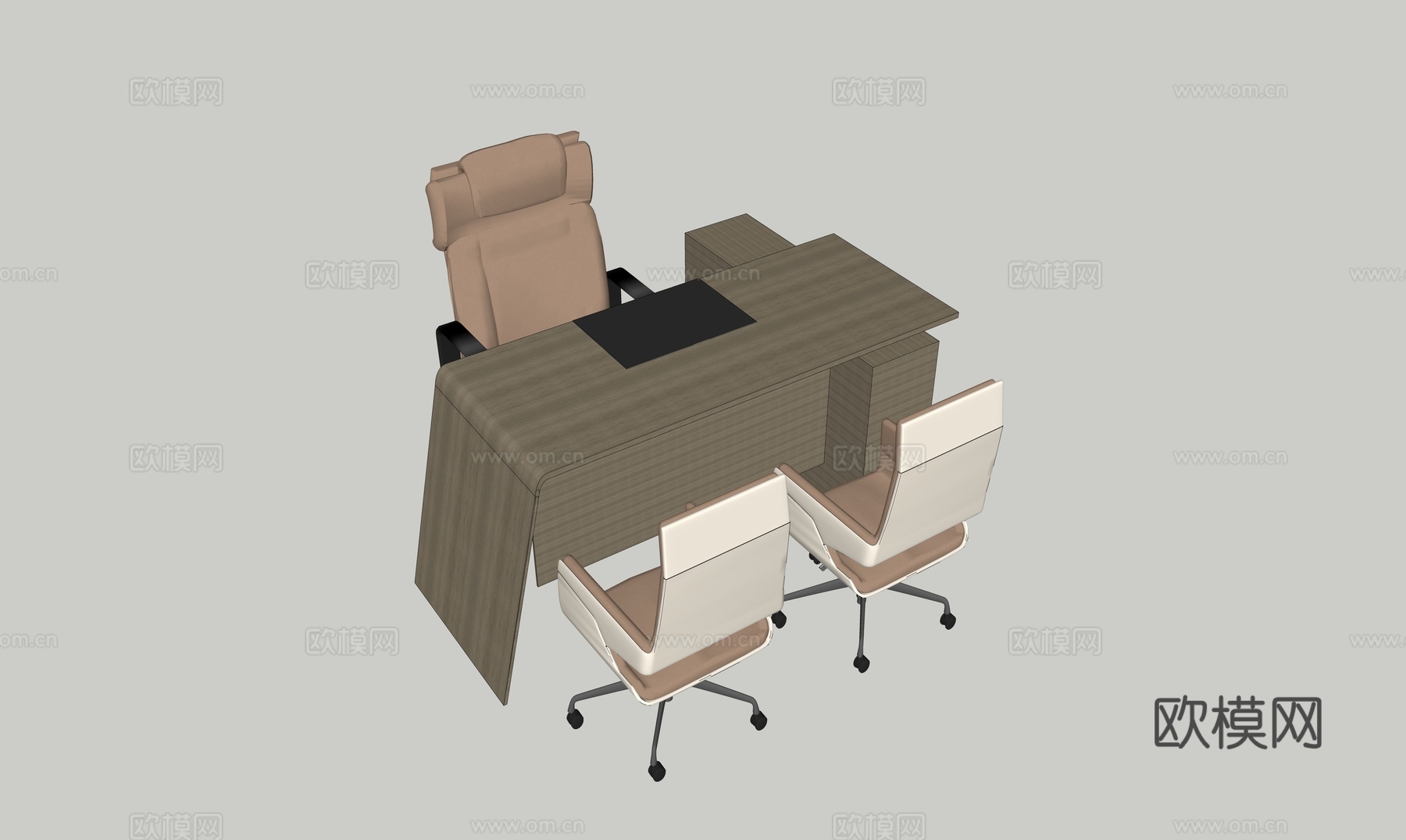 现代办公室桌椅su模型