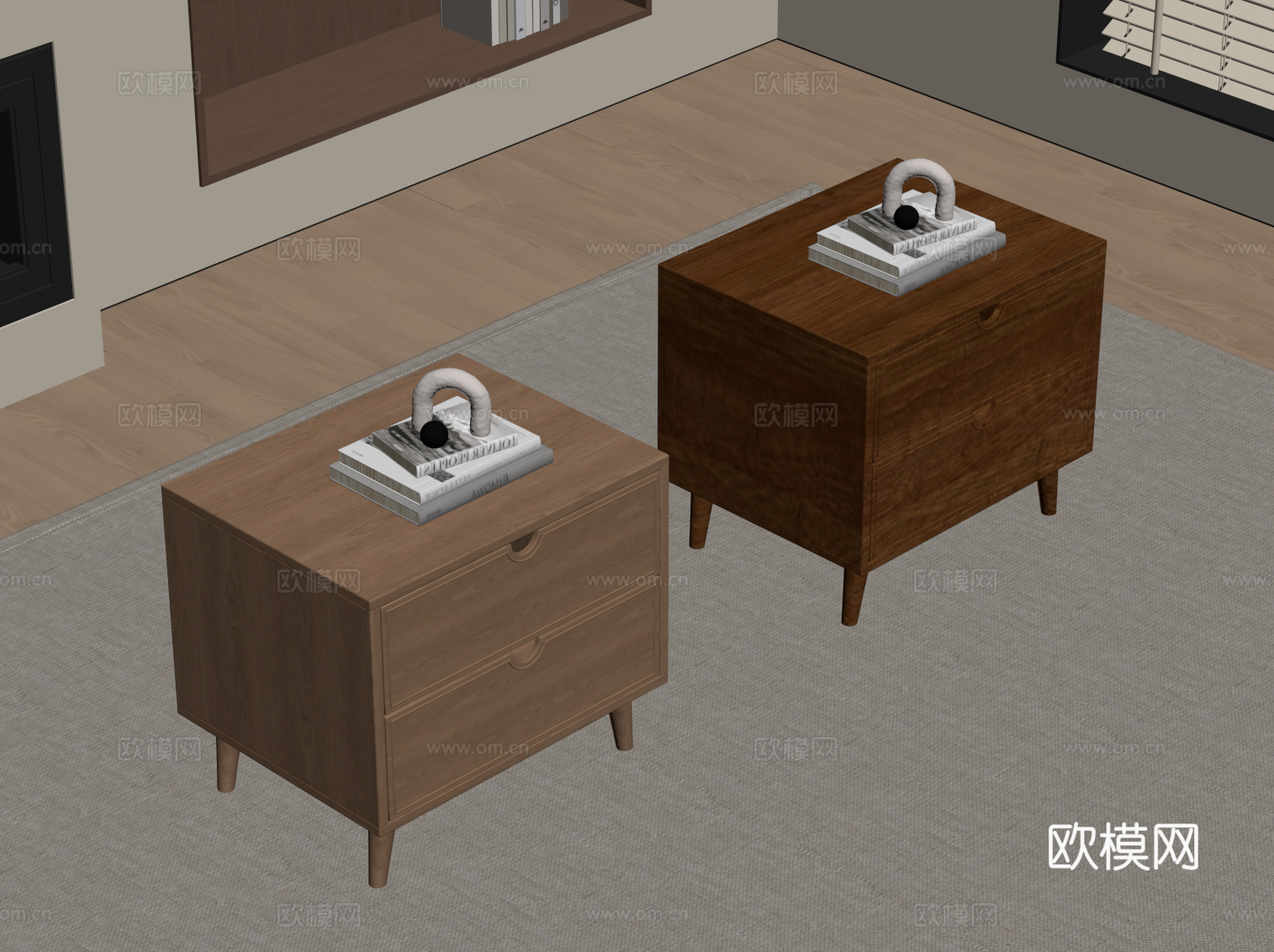 中古风床头柜su模型