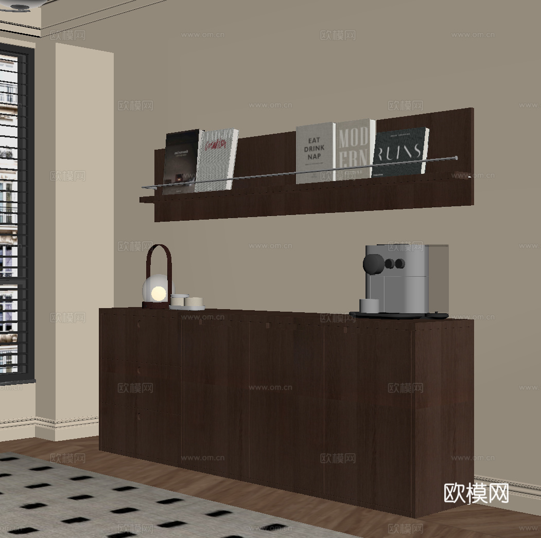 中古风置物柜su模型