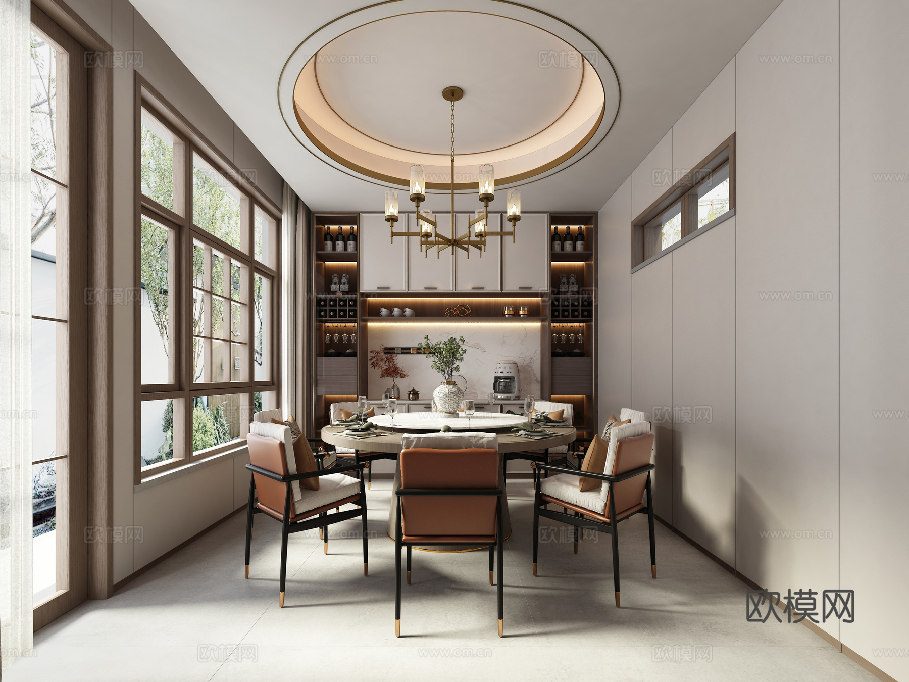 四合院餐厅3d模型下载