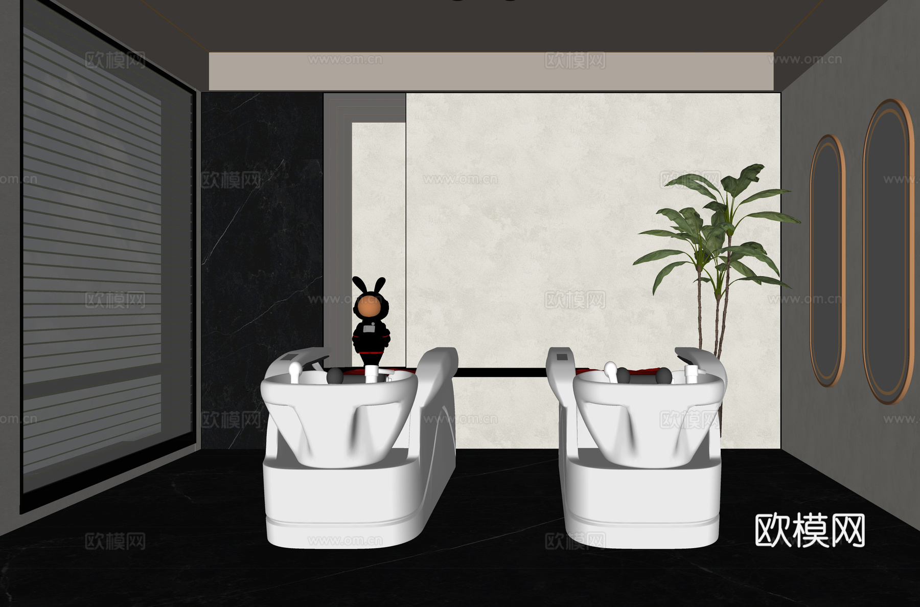 现代理发店洗头间su模型su模型