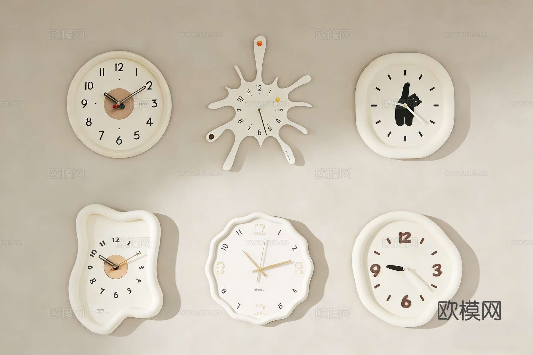 现代创意设计时钟 花瓣形异形挂钟 墙面装饰艺术su模型