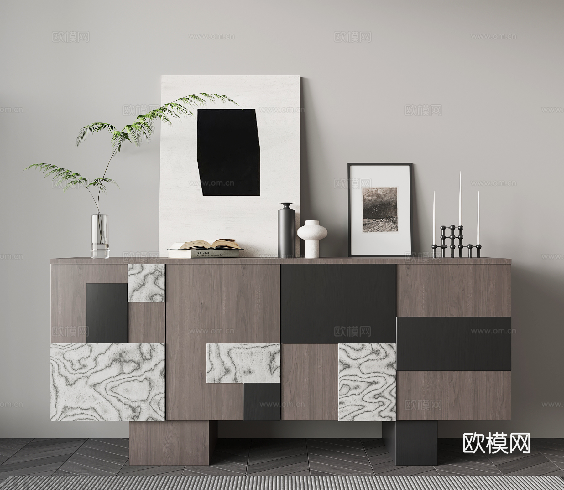 现代意式斗柜 玄关柜 边柜su模型