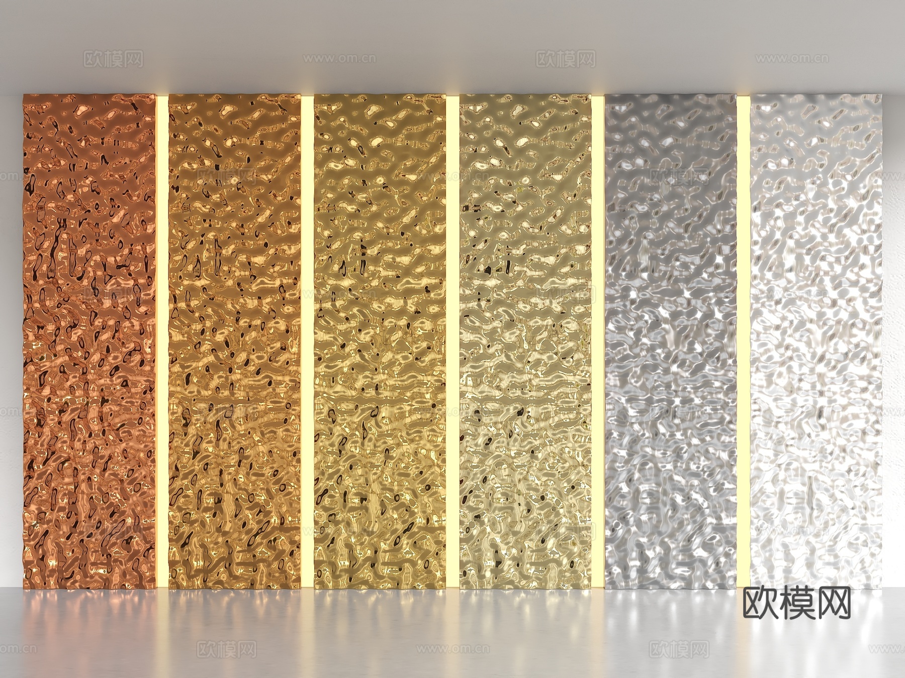 水波纹不锈钢饰面 金属不锈钢挂件 金属前面板 波纹金属板 水su模型下载（渲染图1）