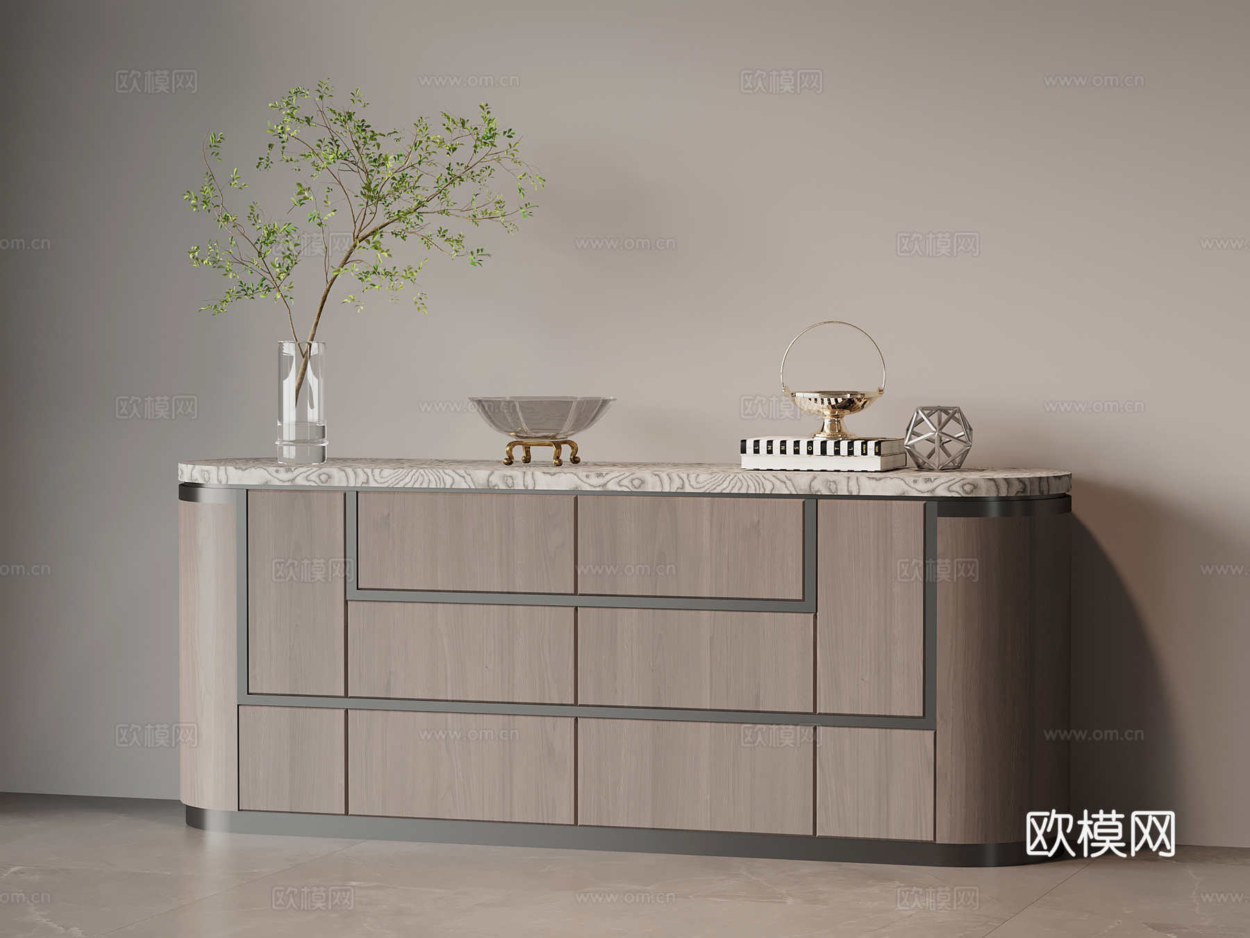 现代意式玄关柜 边柜 装饰柜su模型