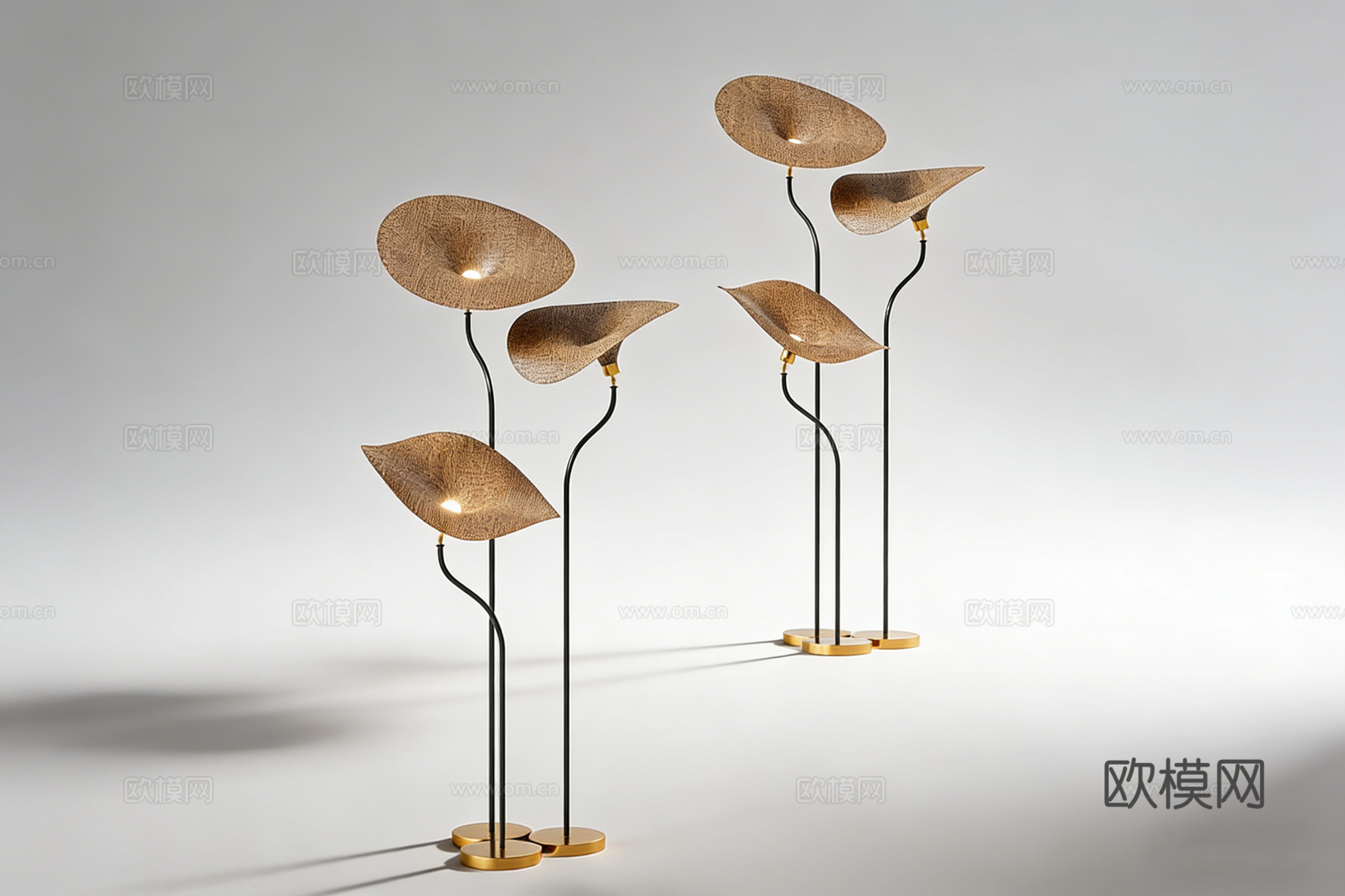 现代侘寂艺术风灯具  编织伞形灯 落地灯su模型