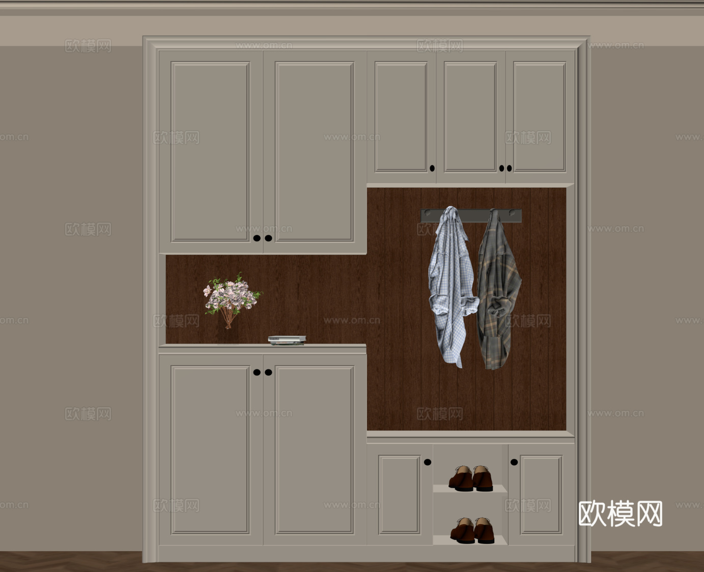 中古风玄关柜 边柜su模型