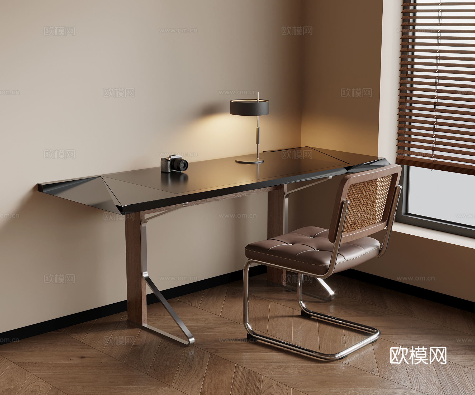 中古风书桌椅su模型