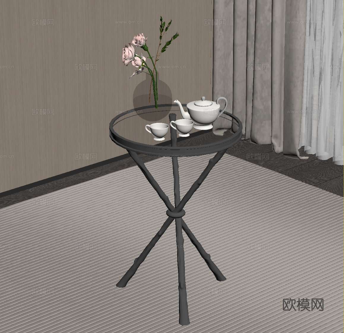 现代意式边几 金属边几su模型