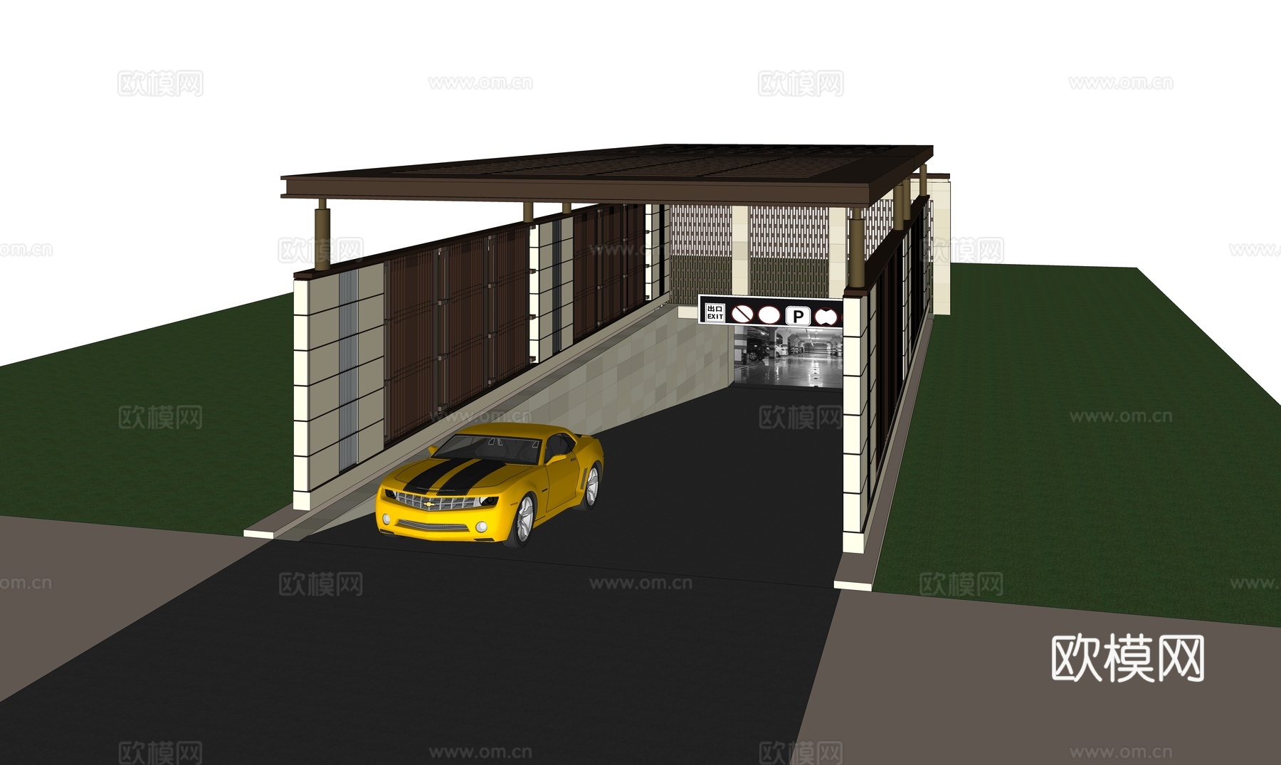 停车场车库出入口su模型su模型