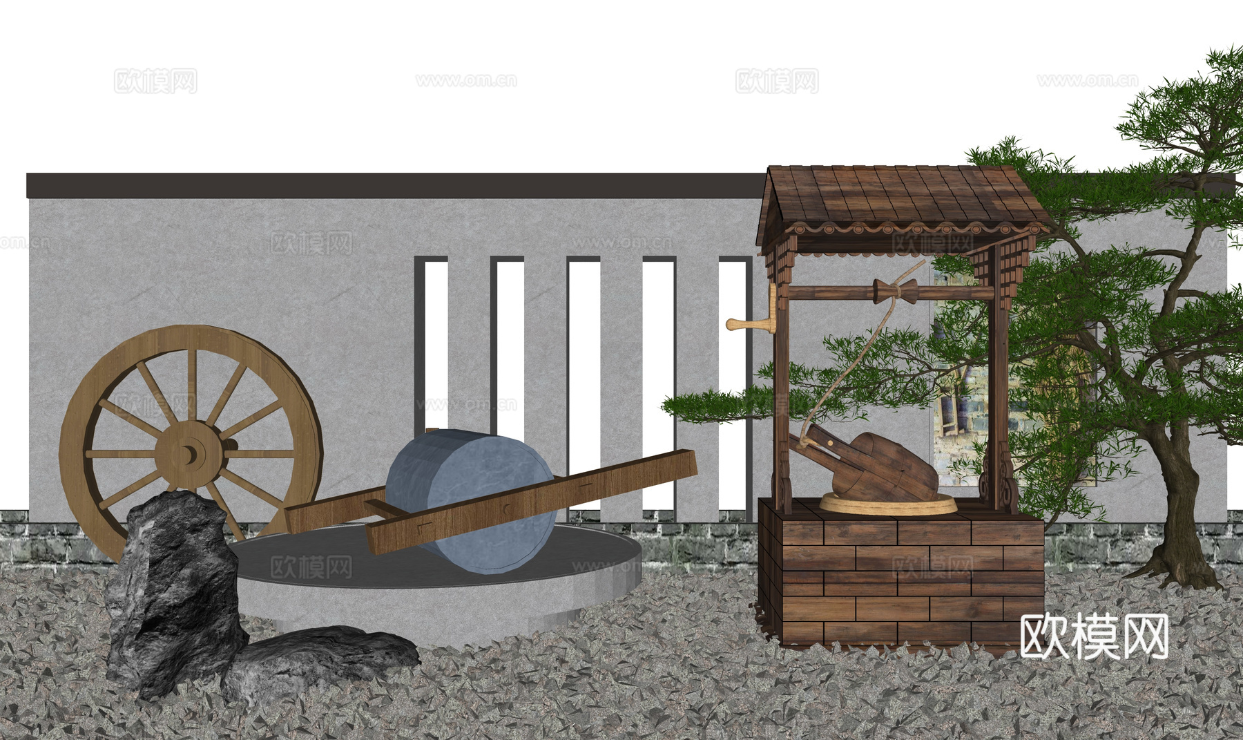 微景观 阳光房 庭院灯 草坪灯 门 室内景观 水池 造景 屋su模型