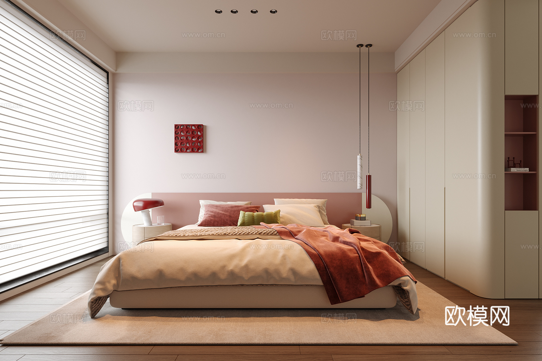 现代儿童房 儿童床 女孩房su模型