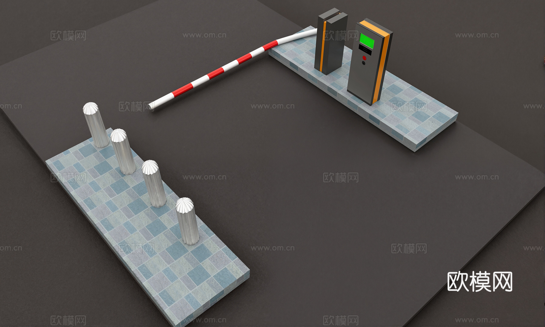 常用停车场出入闸su模型