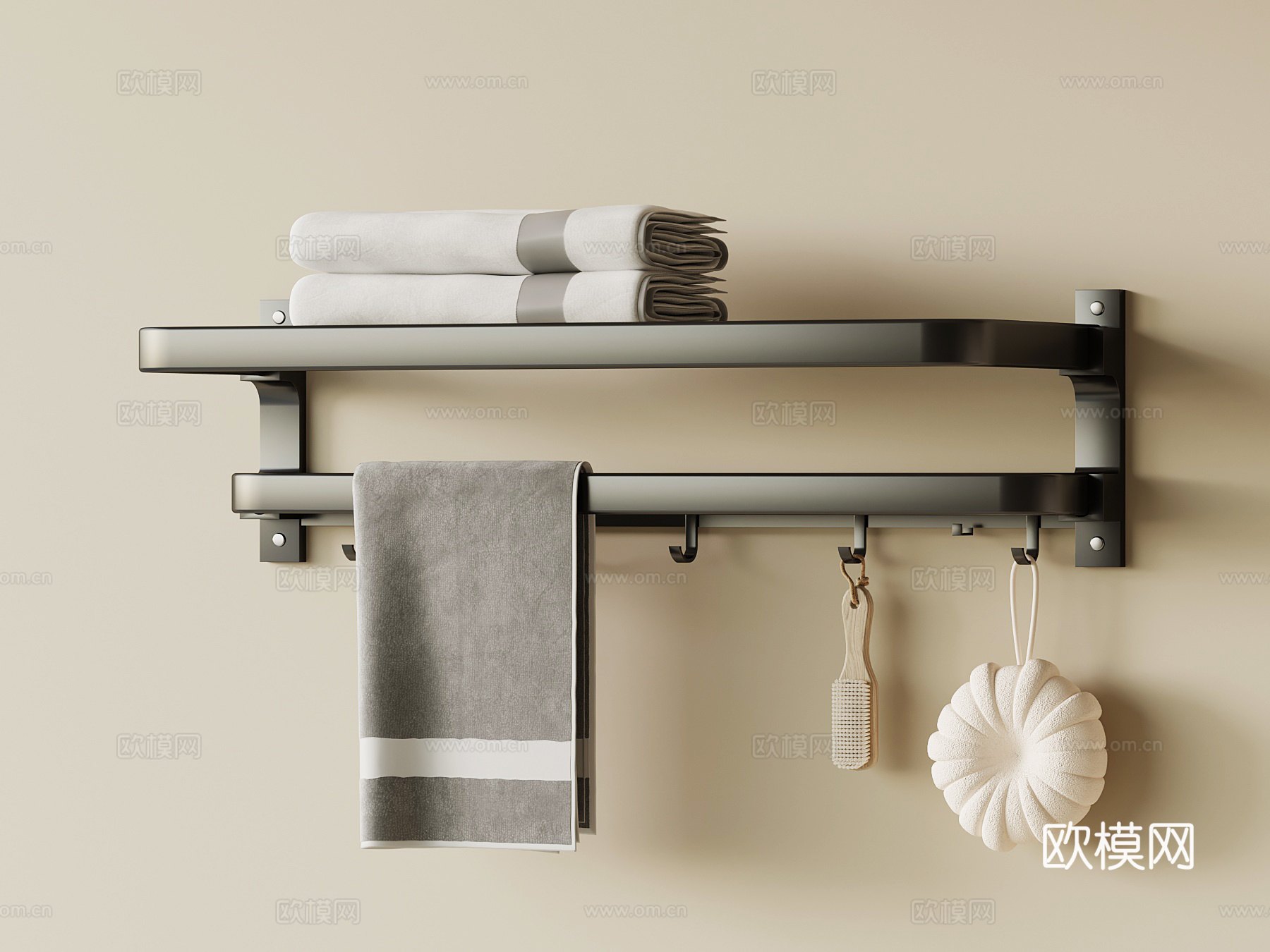 现代毛巾架 置物架su模型