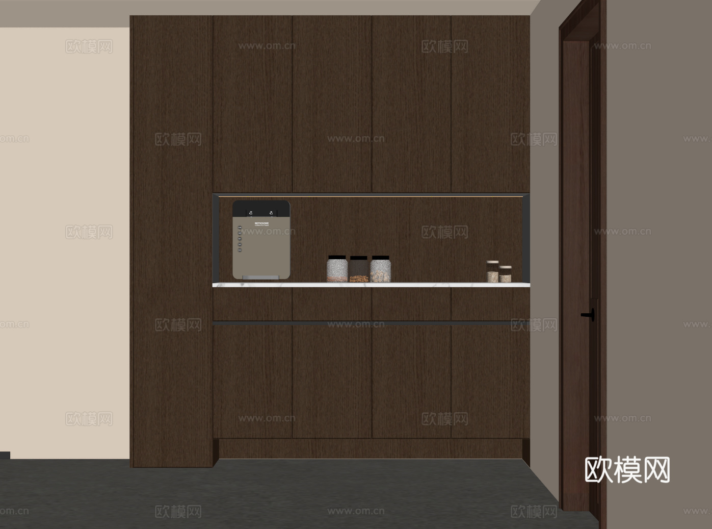 中古风备餐柜su模型