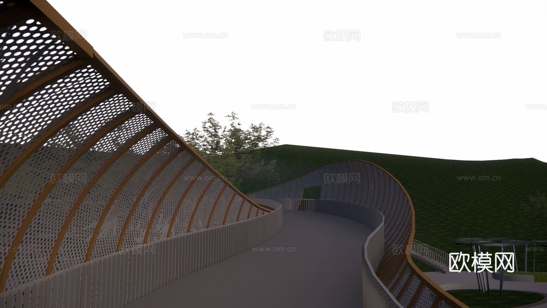 栈道 景观 滨水景观 桥 景观桥 高架桥 桥梁 木栈道 结构su模型下载（渲染图1）