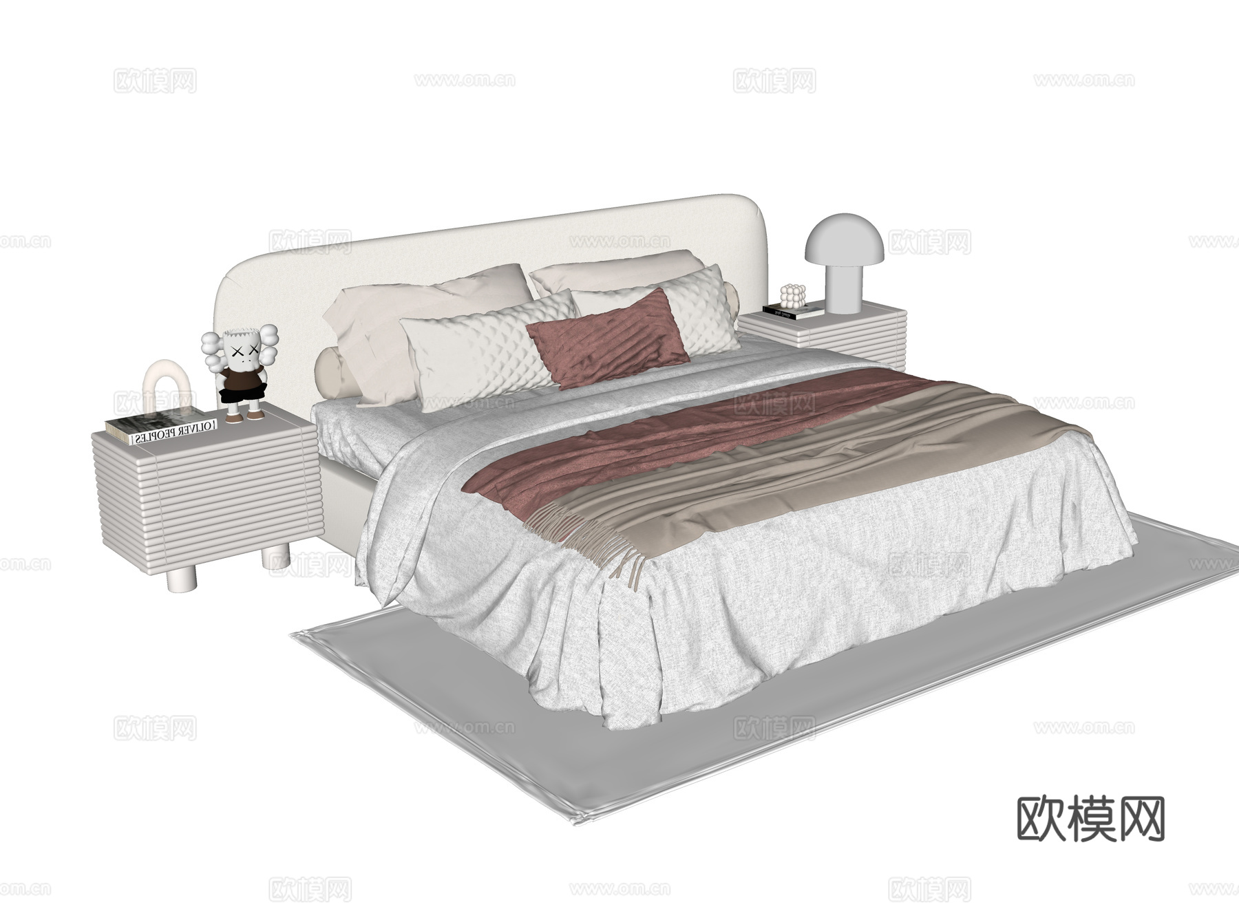 现代儿童床 单人床su模型