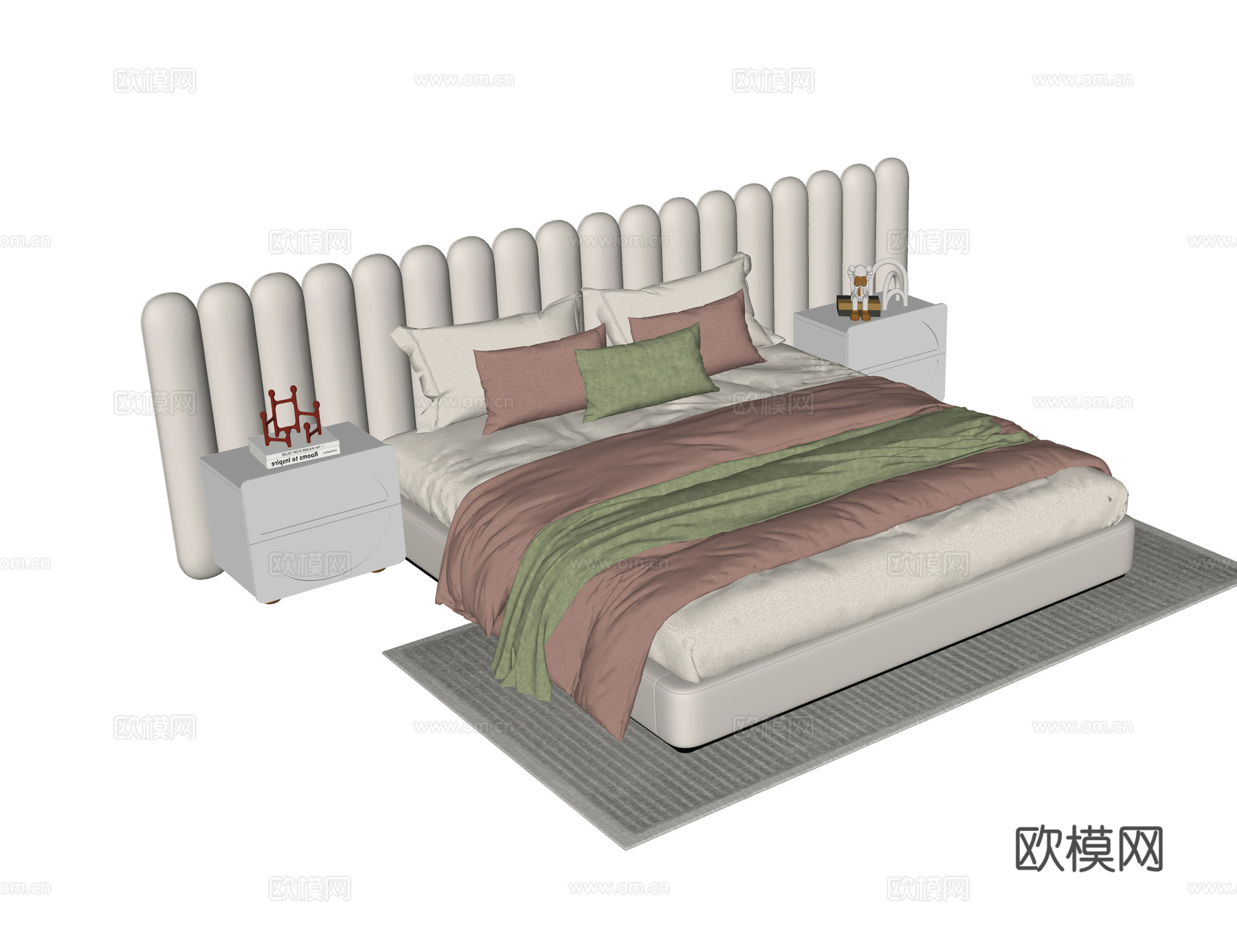 现代双人床 单人床 儿童床su模型