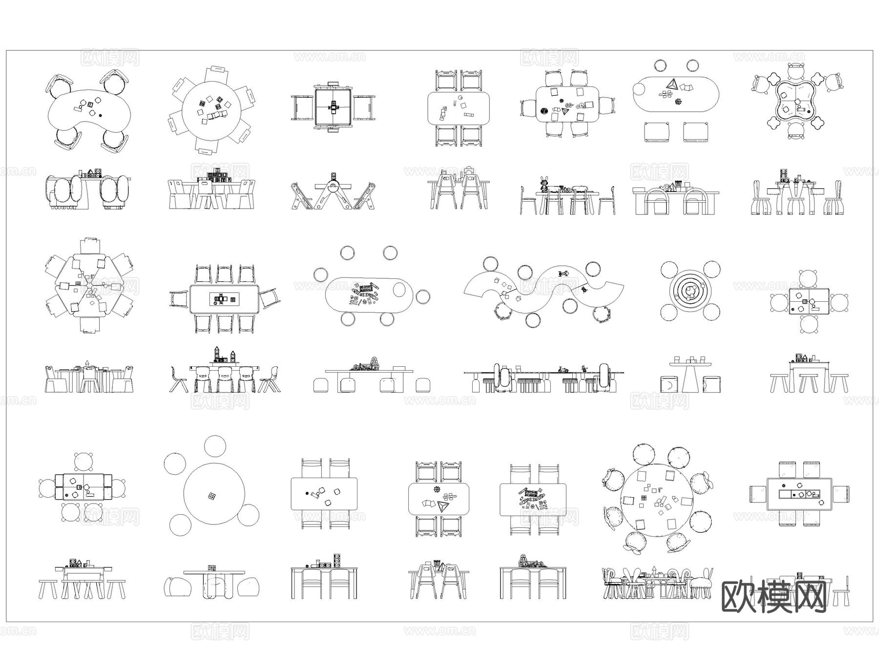 CAD手绘风平立面图库cad施工图
