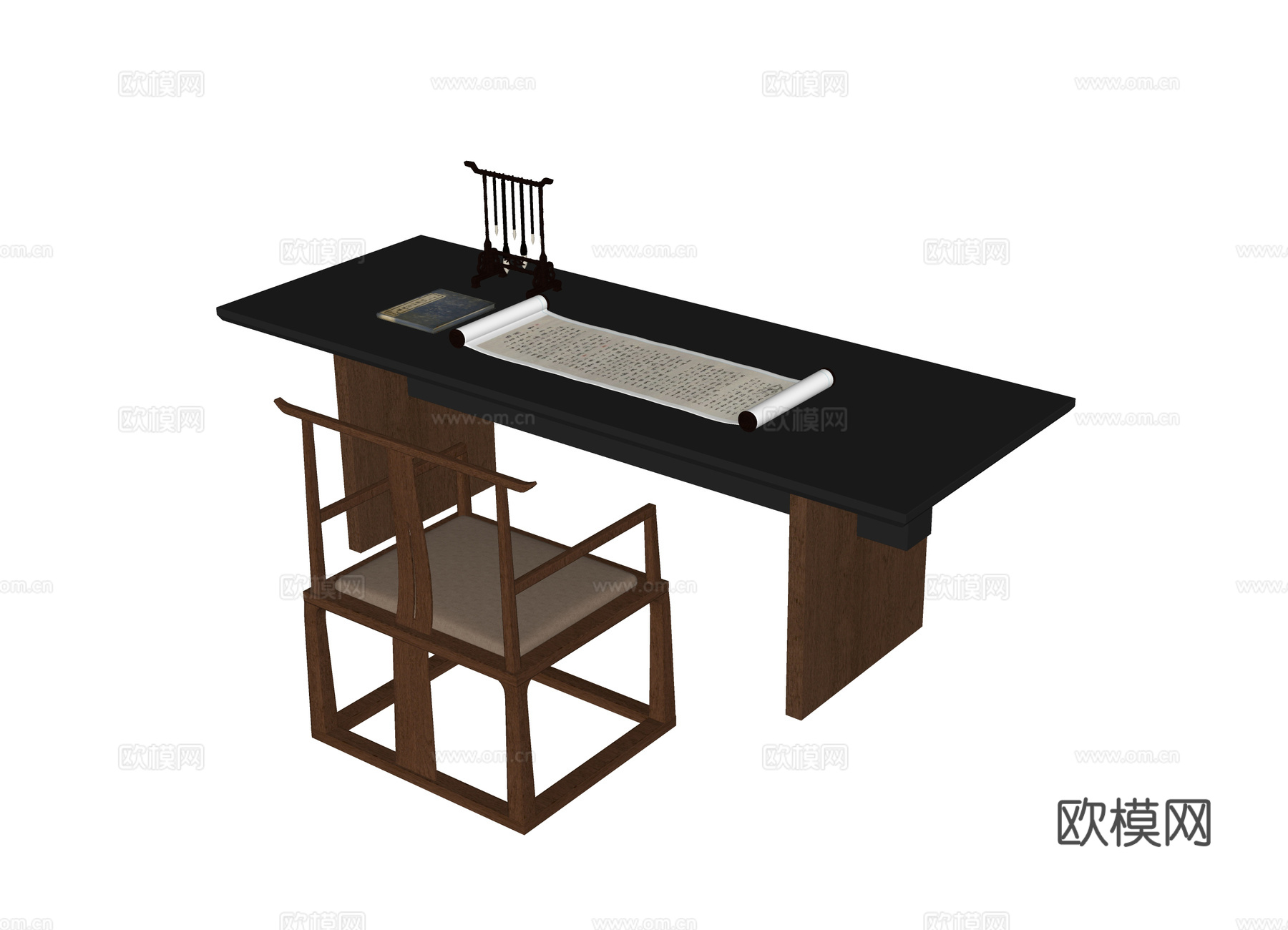 现代书桌椅 书椅 书桌su模型